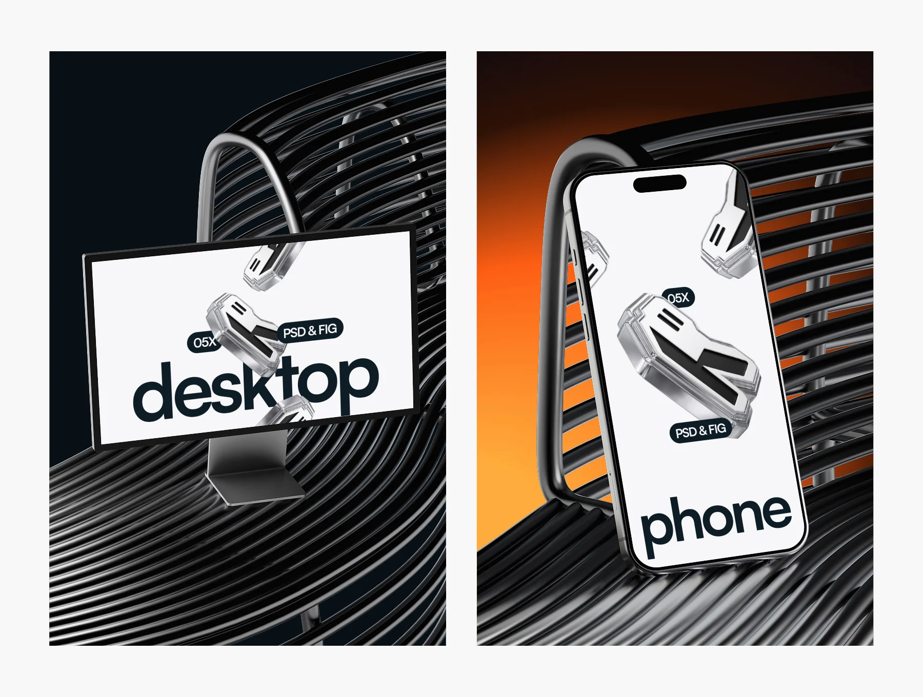 20 Device Mockups — Chrome Scene Pack (PSD & FIG) 3