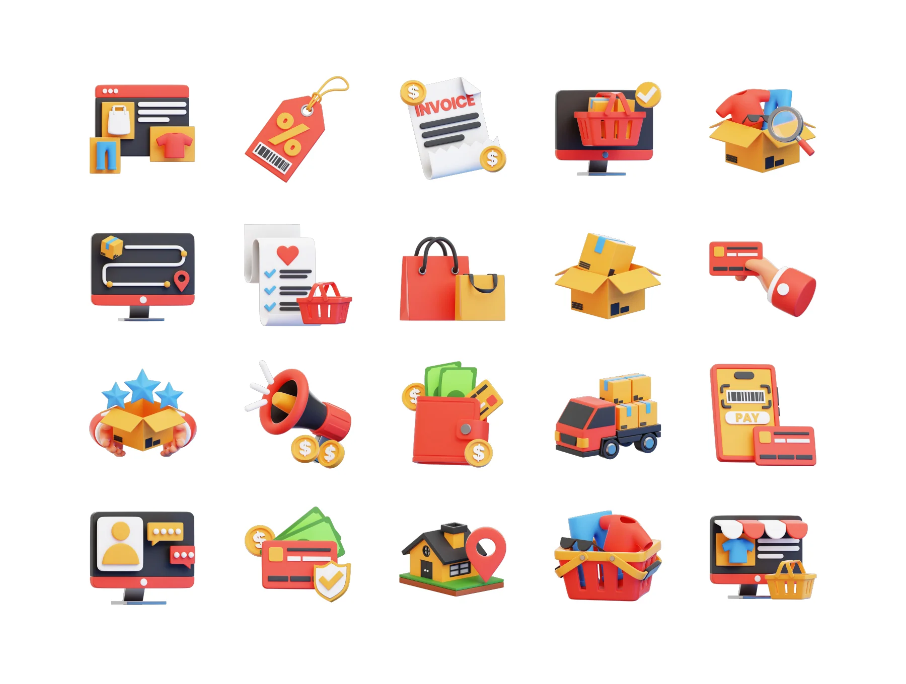20 E-Commerce 3D Icon Set 5