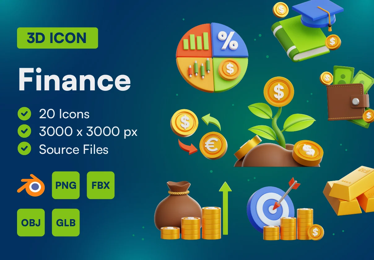 20 Finance 3D Icon Set