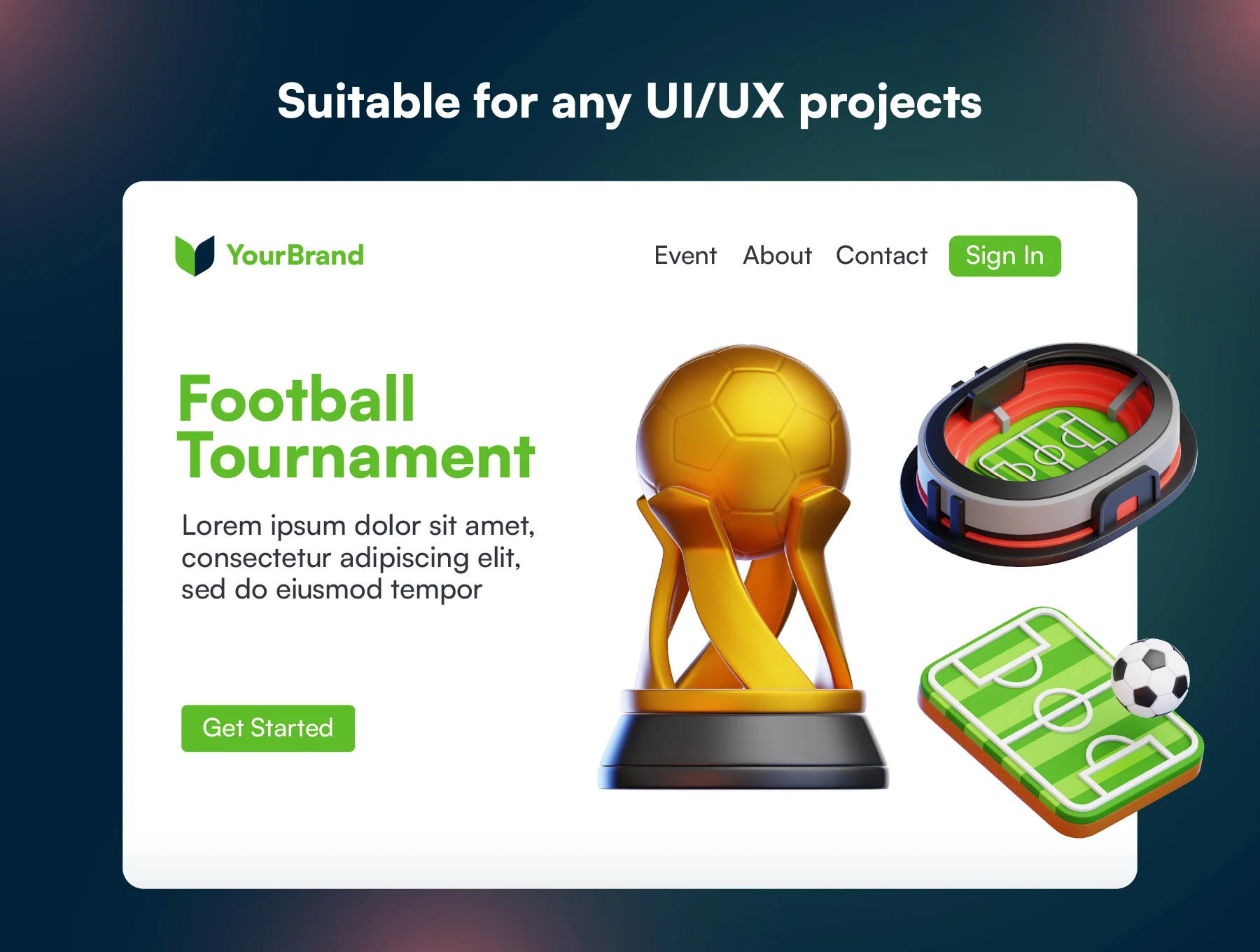20 Football 3D Icon Set 4