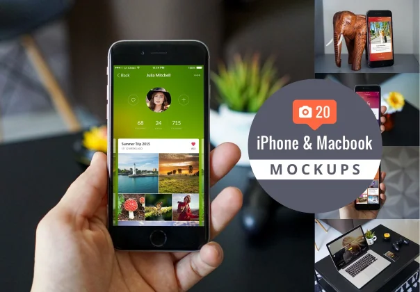 20 iPhone & Macbook Mockups