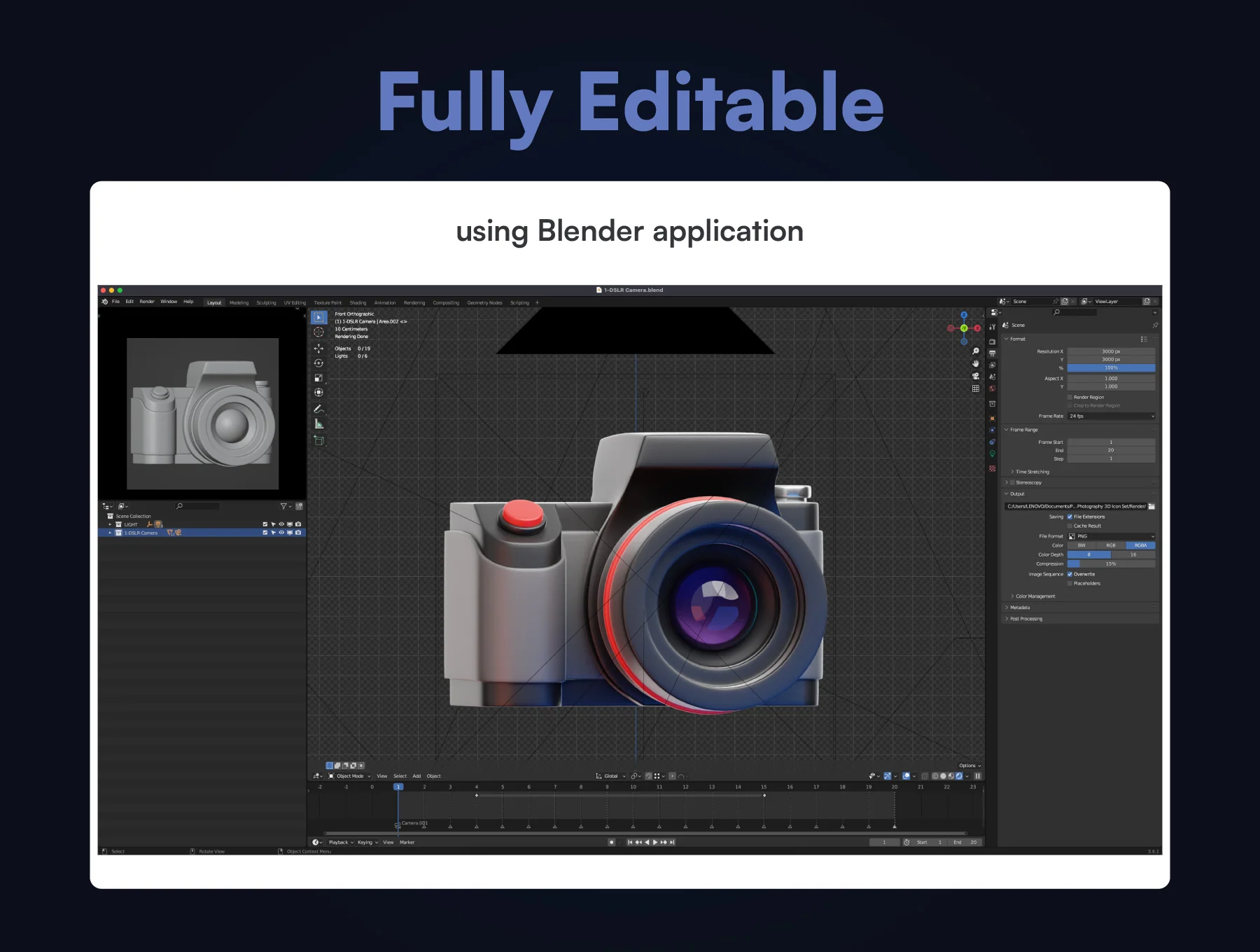 20 Photography 3D Icon Set 3