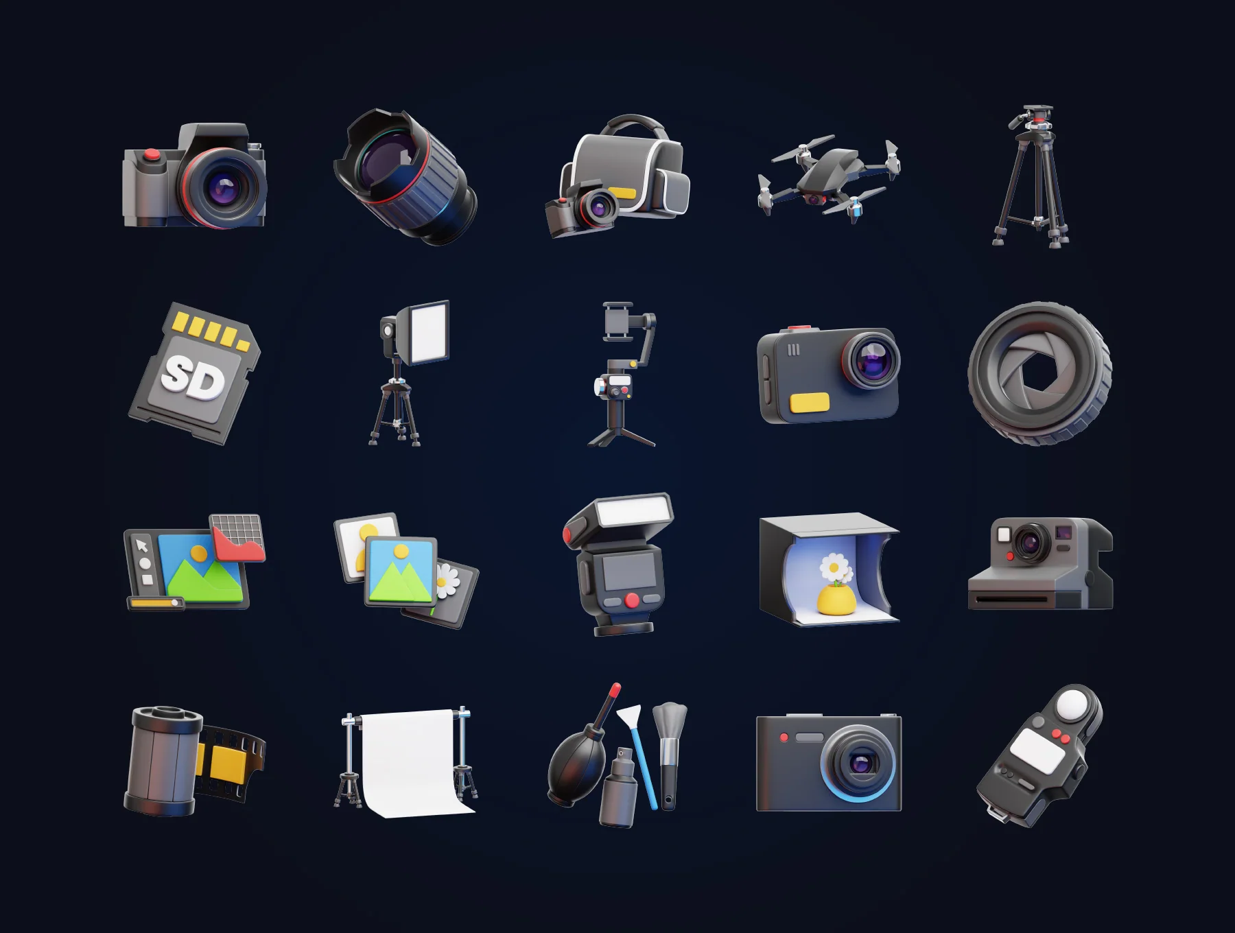 20 Photography 3D Icon Set 5