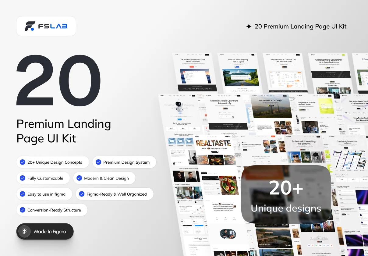 FSLAB - 20 Premium Landing Page UI Kit