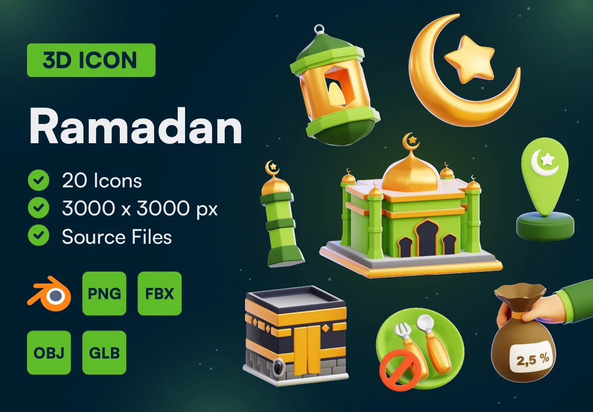 20 Ramadan 3D Icon Set