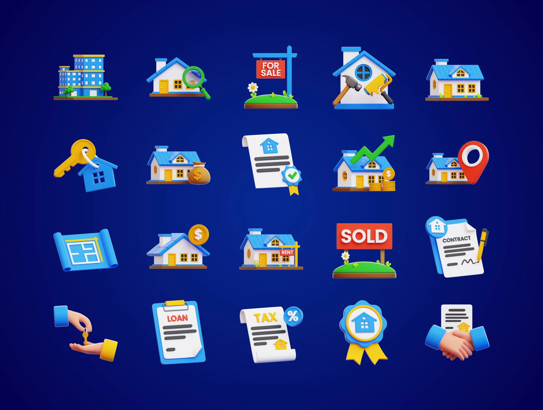 20 Real Estate 3D Icon Set 5