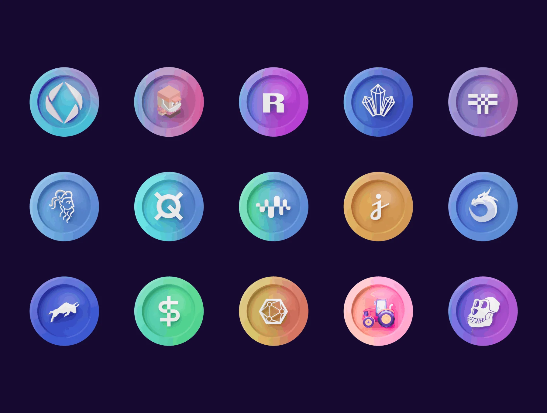 200+ 3D cryptos logo 3