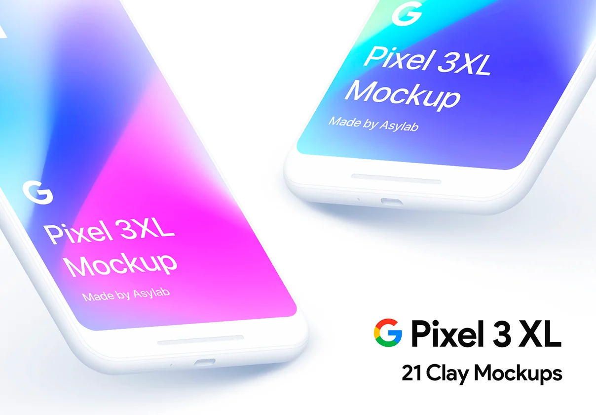 21 Google Pixel 3 XL Clay Mockups