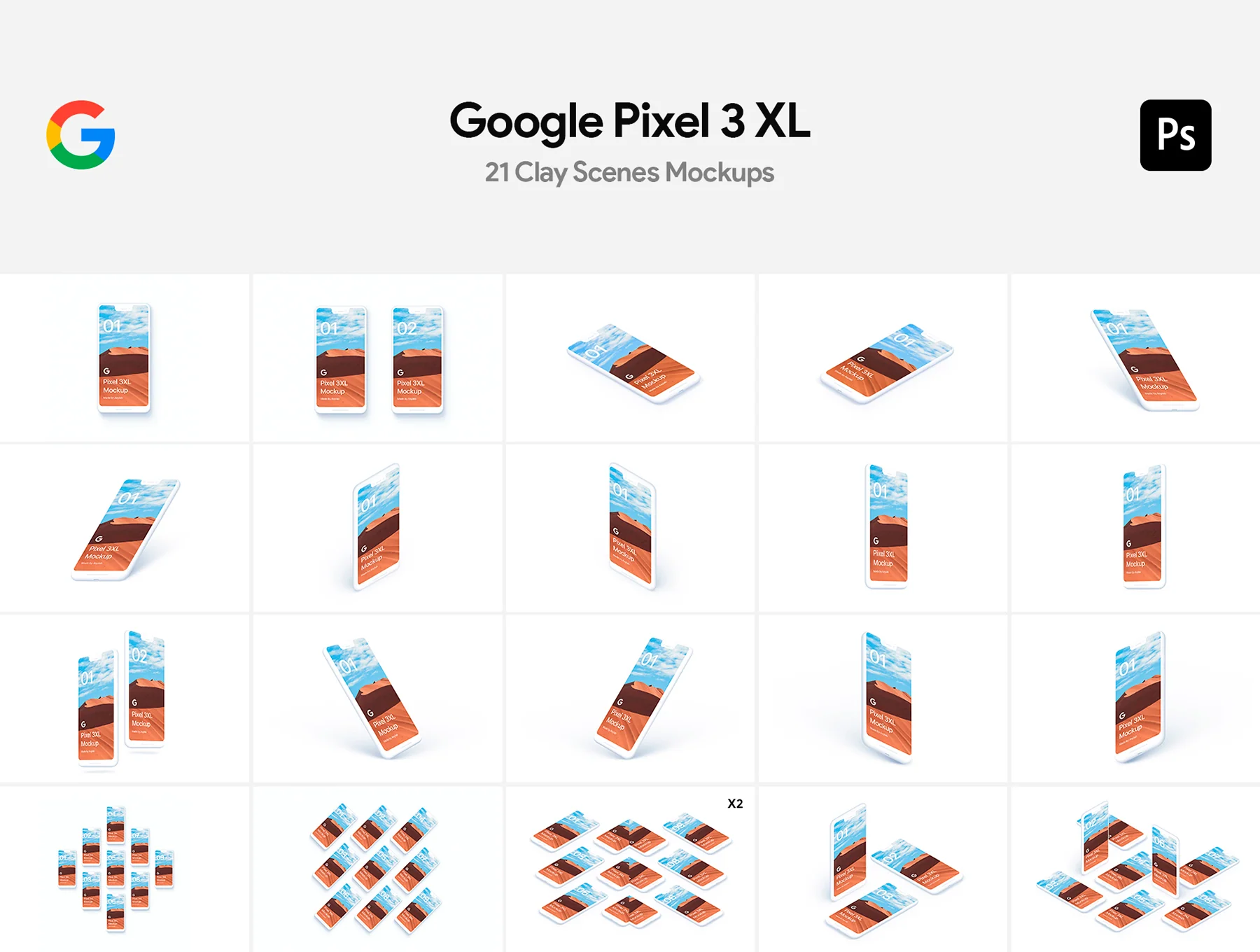 21 Google Pixel 3 XL Clay Mockups 2