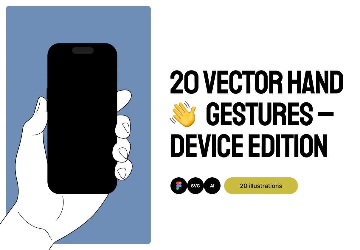 20 Vector Hands Gestures – Device Edition