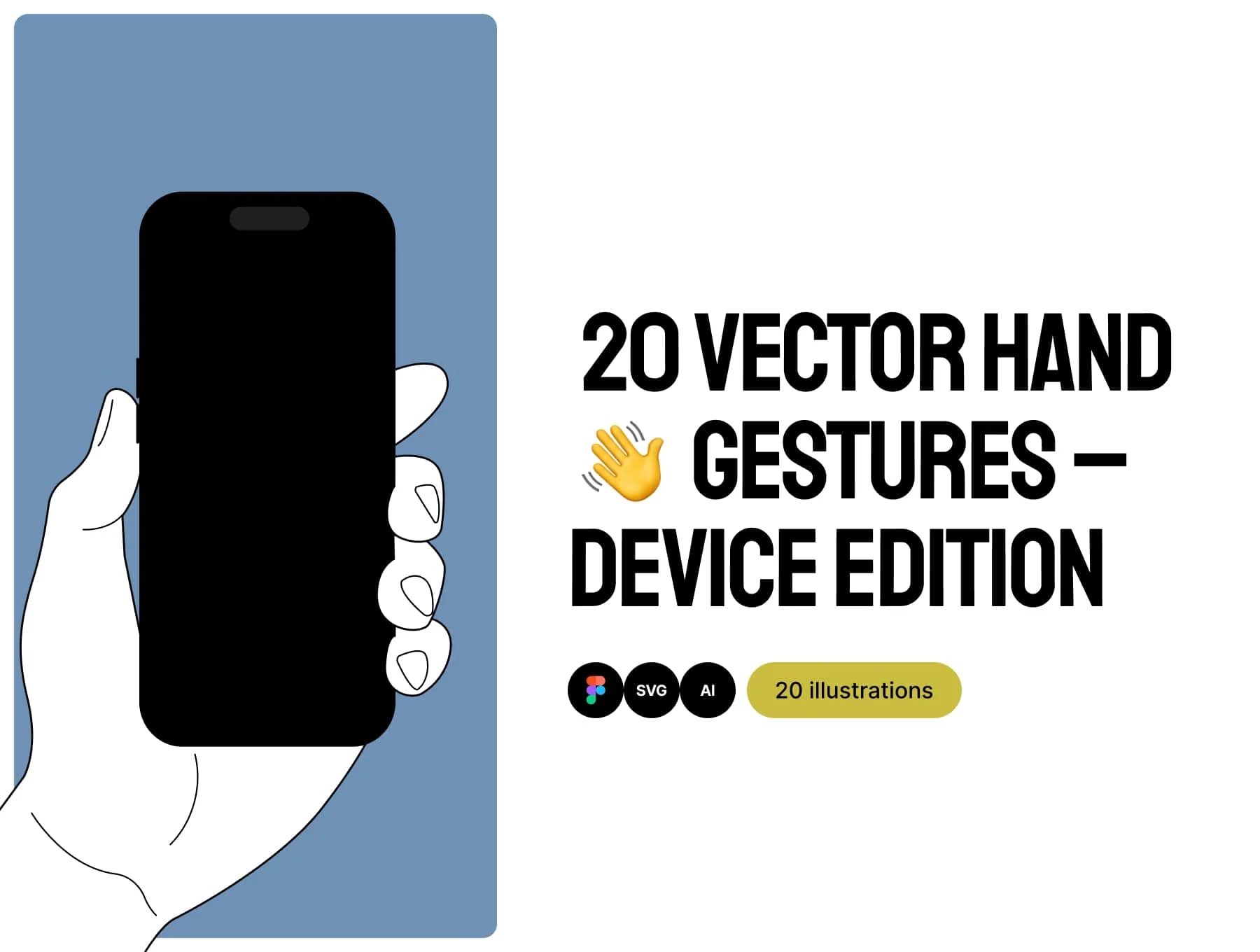 20 Vector Hands Gestures – Device Edition