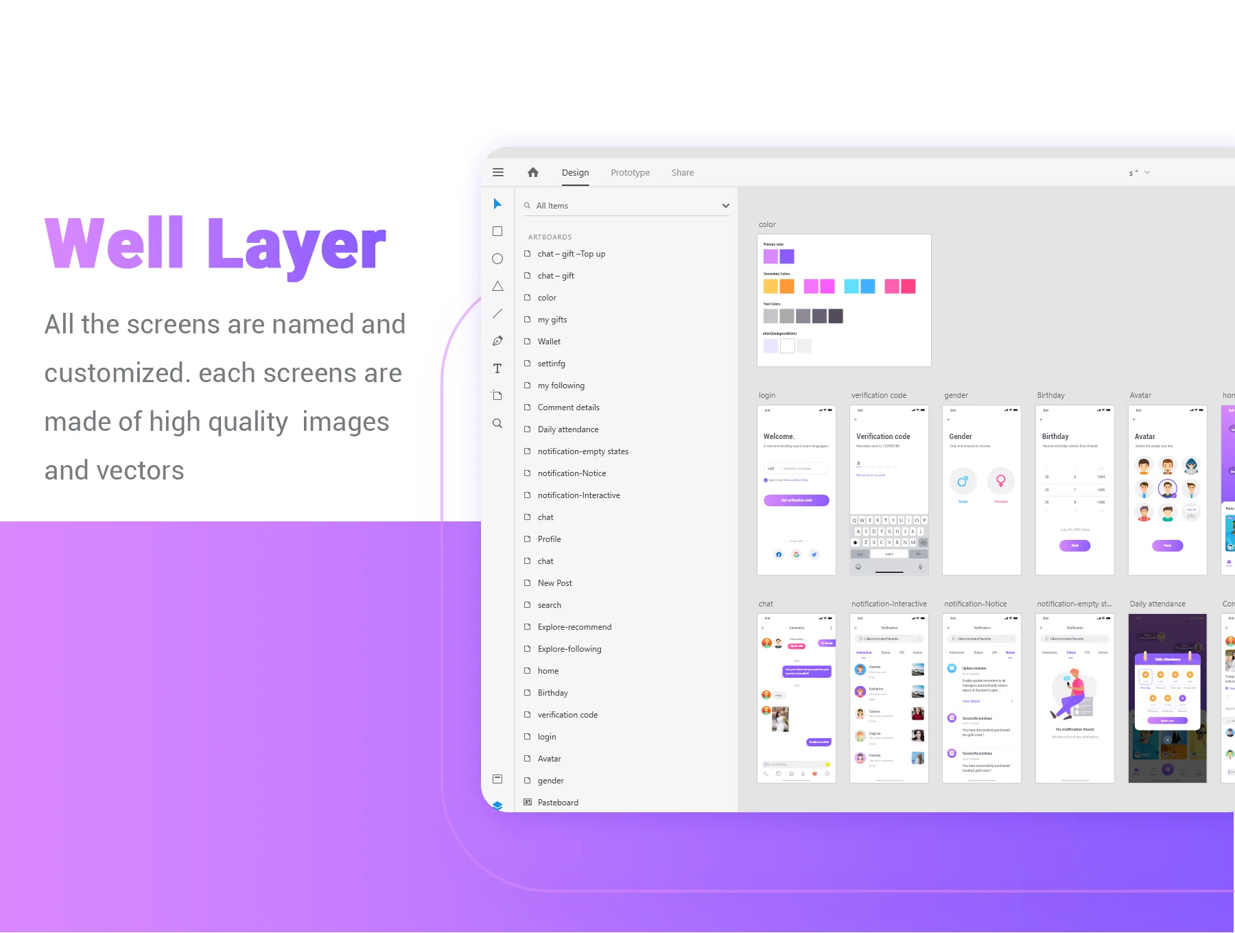 Stranger Chat - Purple social app UIkit 2