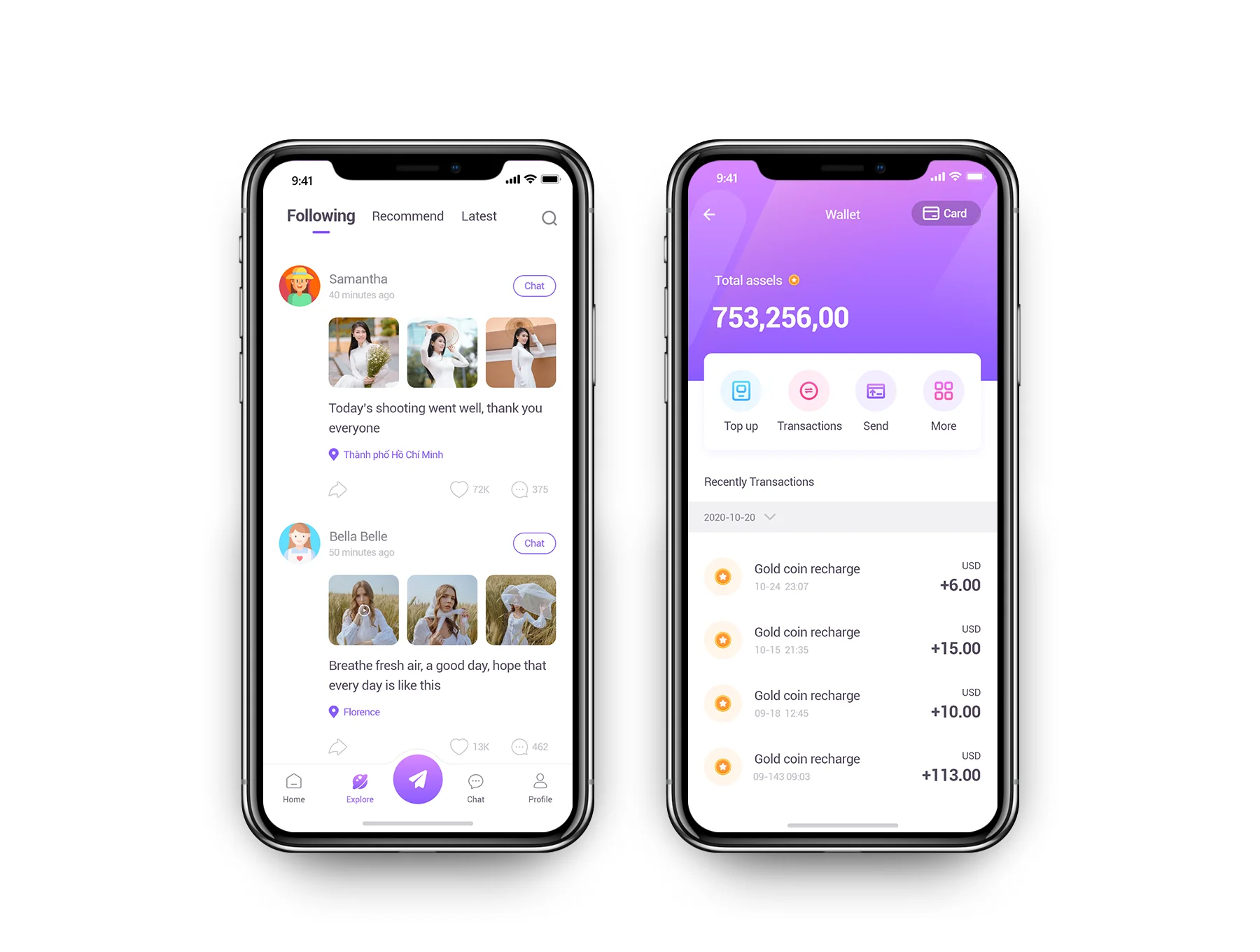 Stranger Chat - Purple social app UIkit 4