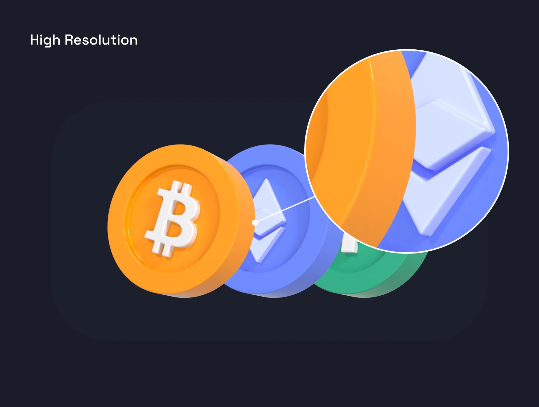 2D & 3D Crypto Coin Pack 4