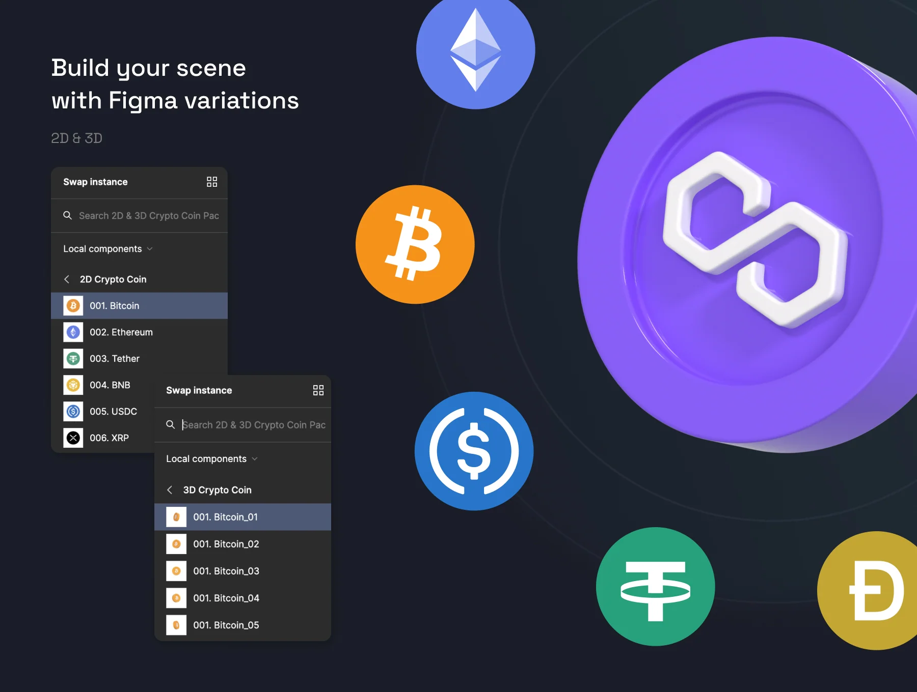 2D & 3D Crypto Coin Pack 6