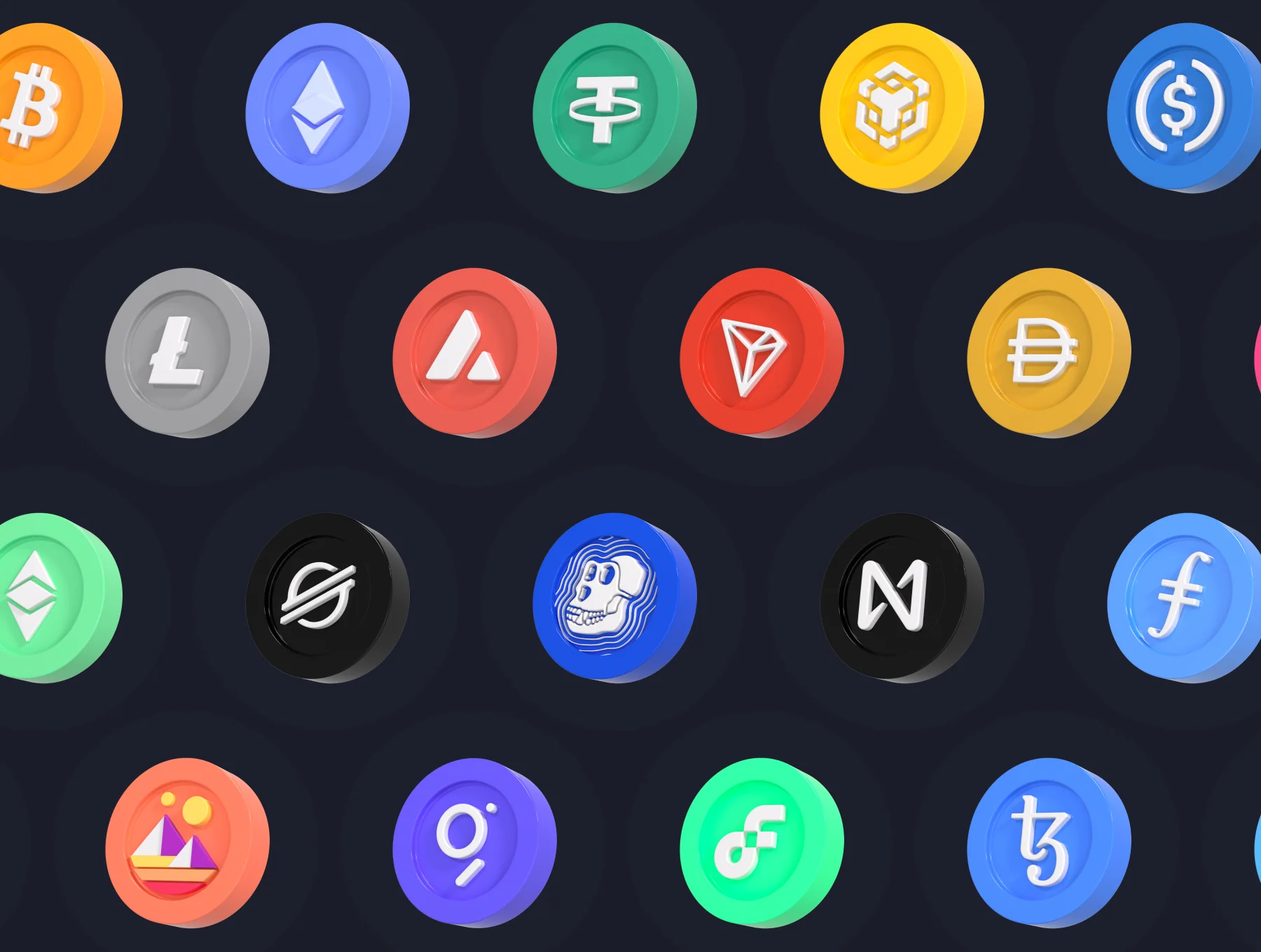 2D & 3D Crypto Coin Pack 7