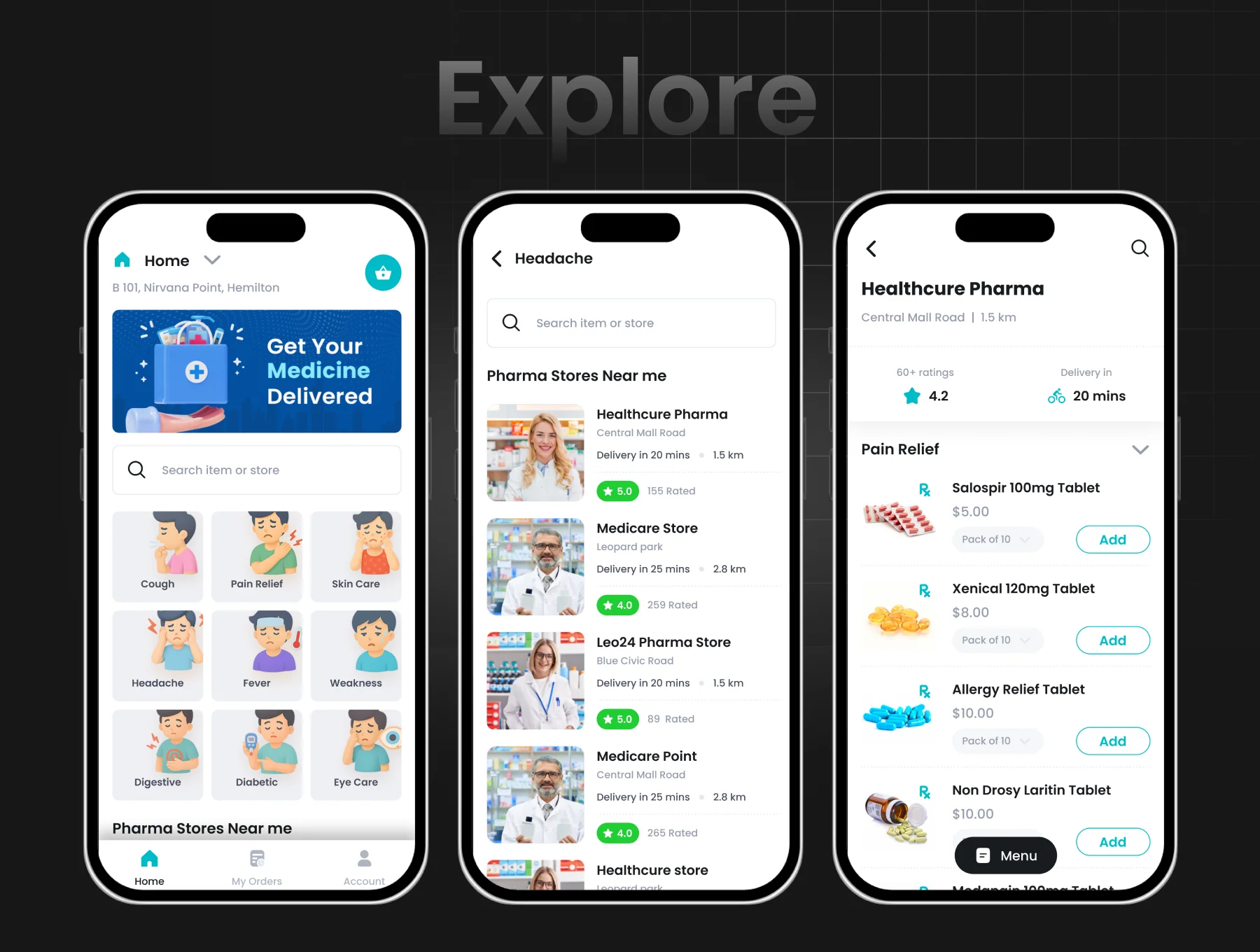 3 Apps | Medicine Delivery App | DeliMed | Figma 3