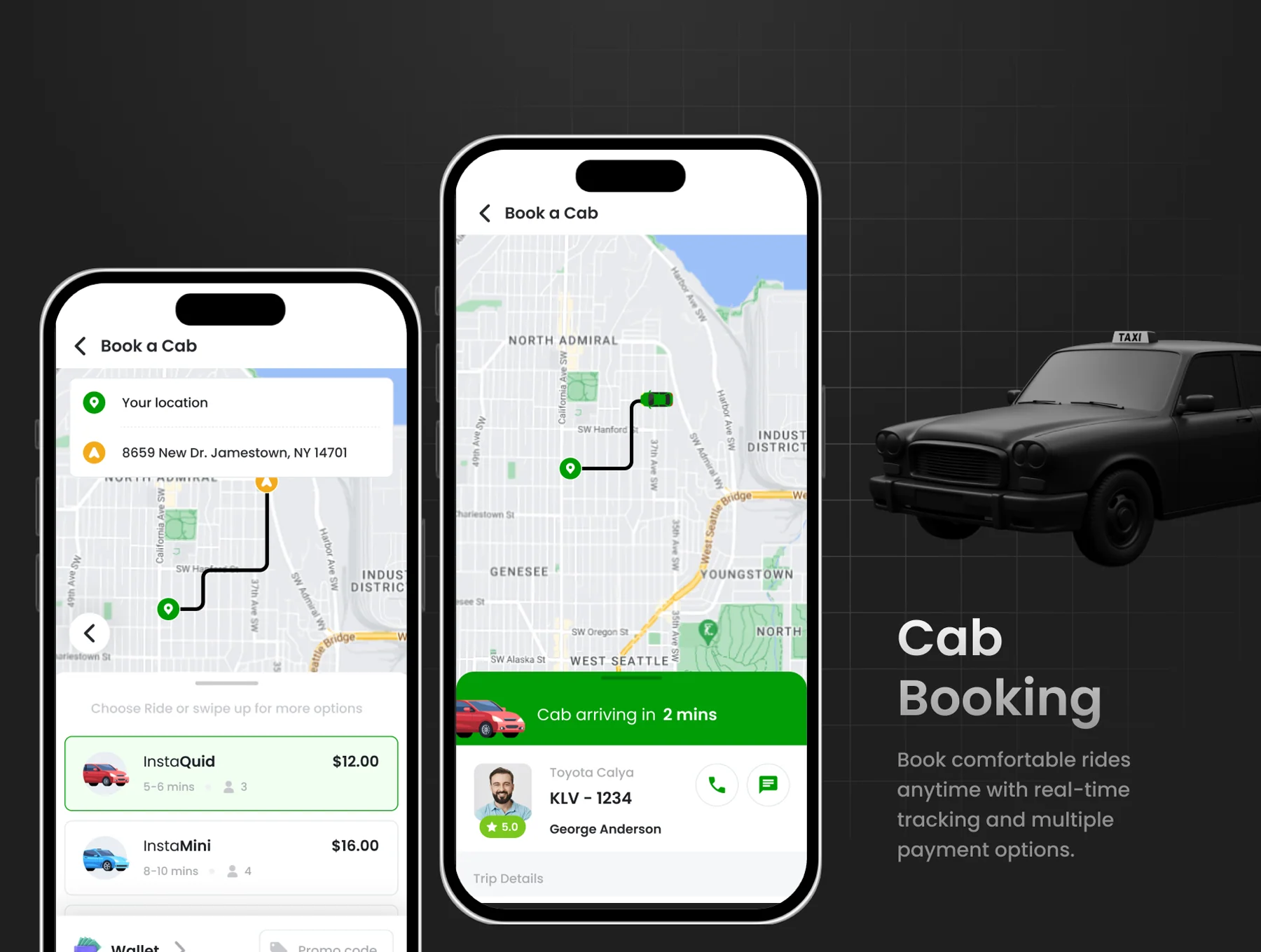 3 Apps  | Ordering & cab Booking App | Figma | DeliQ 5