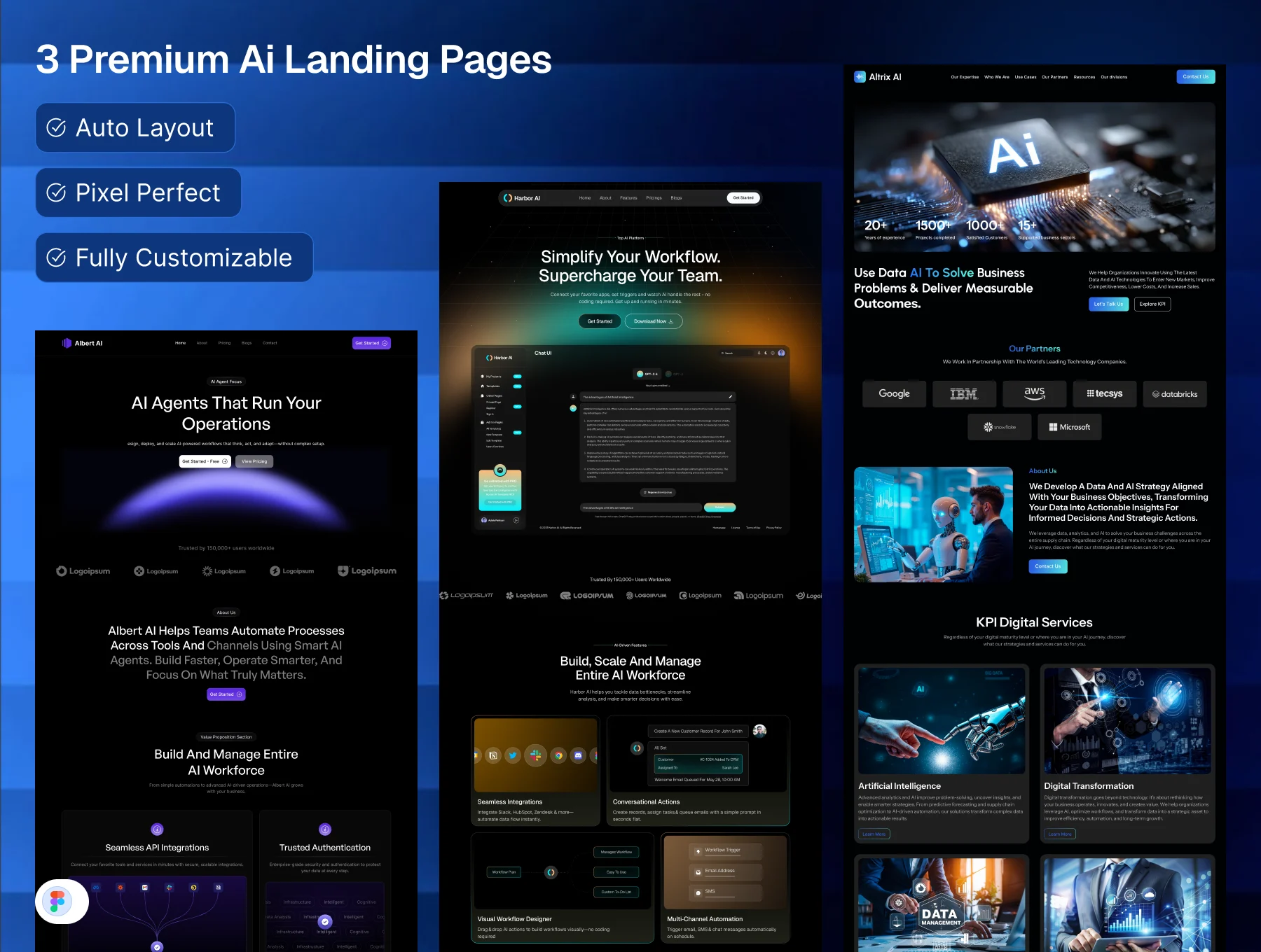 3 Premium AI Landing Pages - SaaS, Data & Automation UI Kit 6