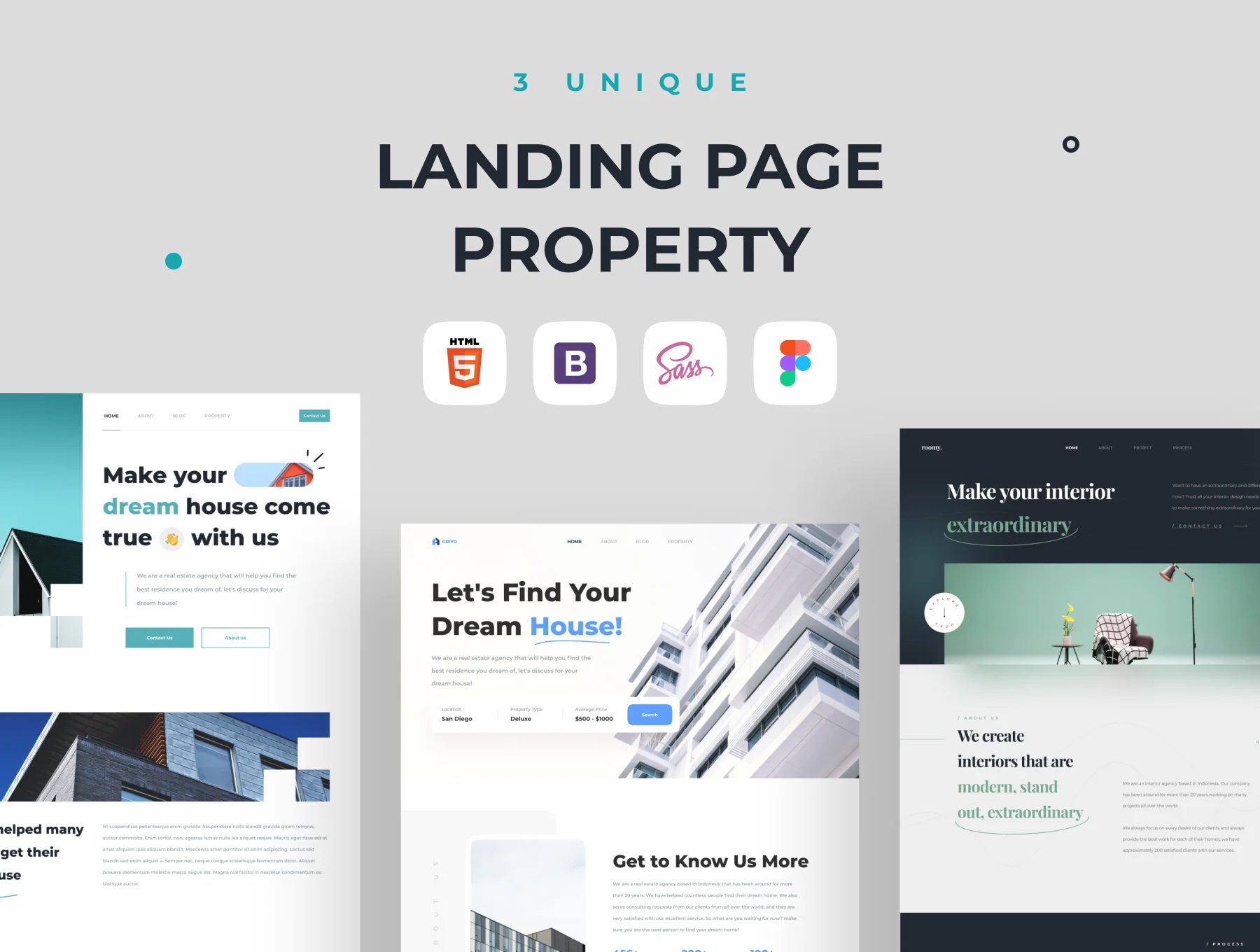 Propty - 3 Unique Landing Page Property