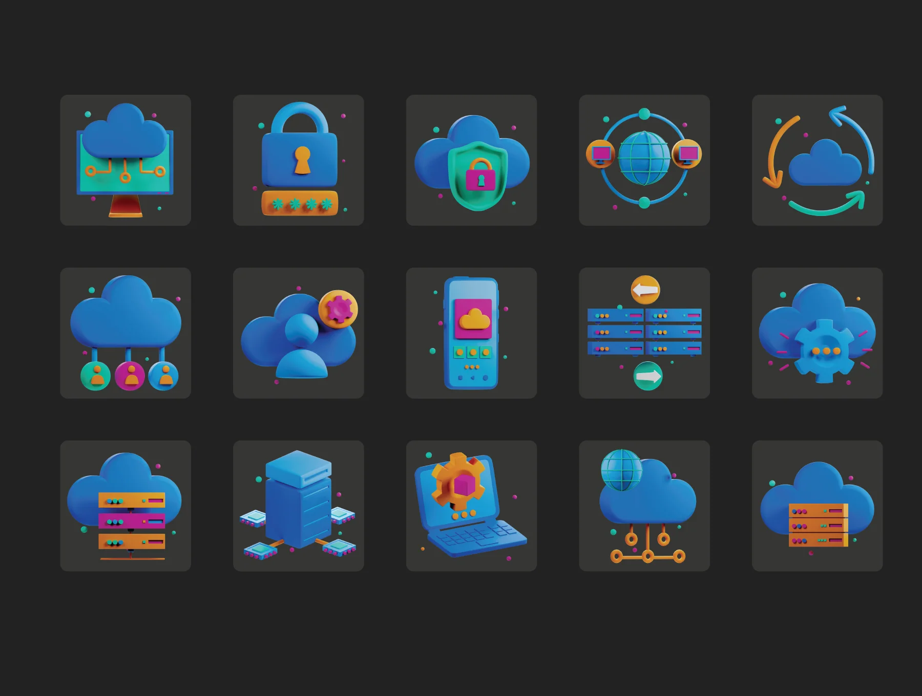 30 3D Cloud Computing Icons 7