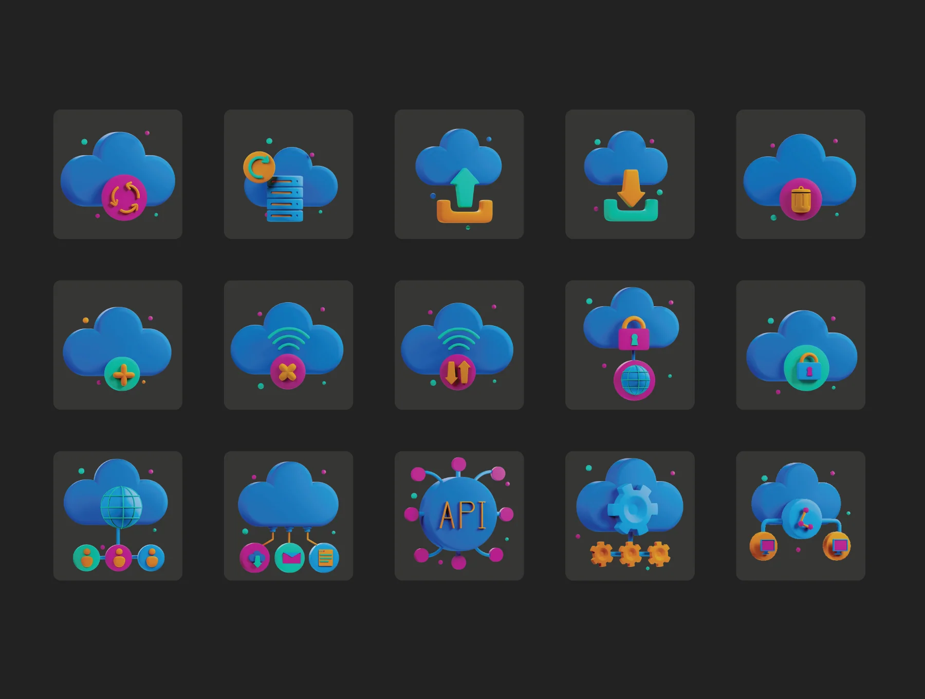 30 3D Cloud Computing Icons 8