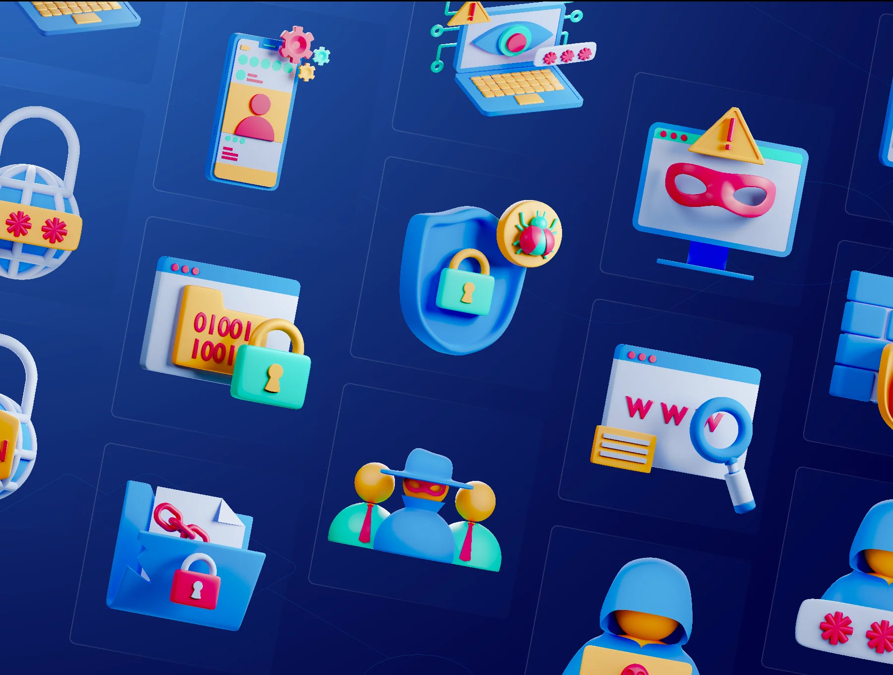 30 3D Cyber Security Icon Set 7