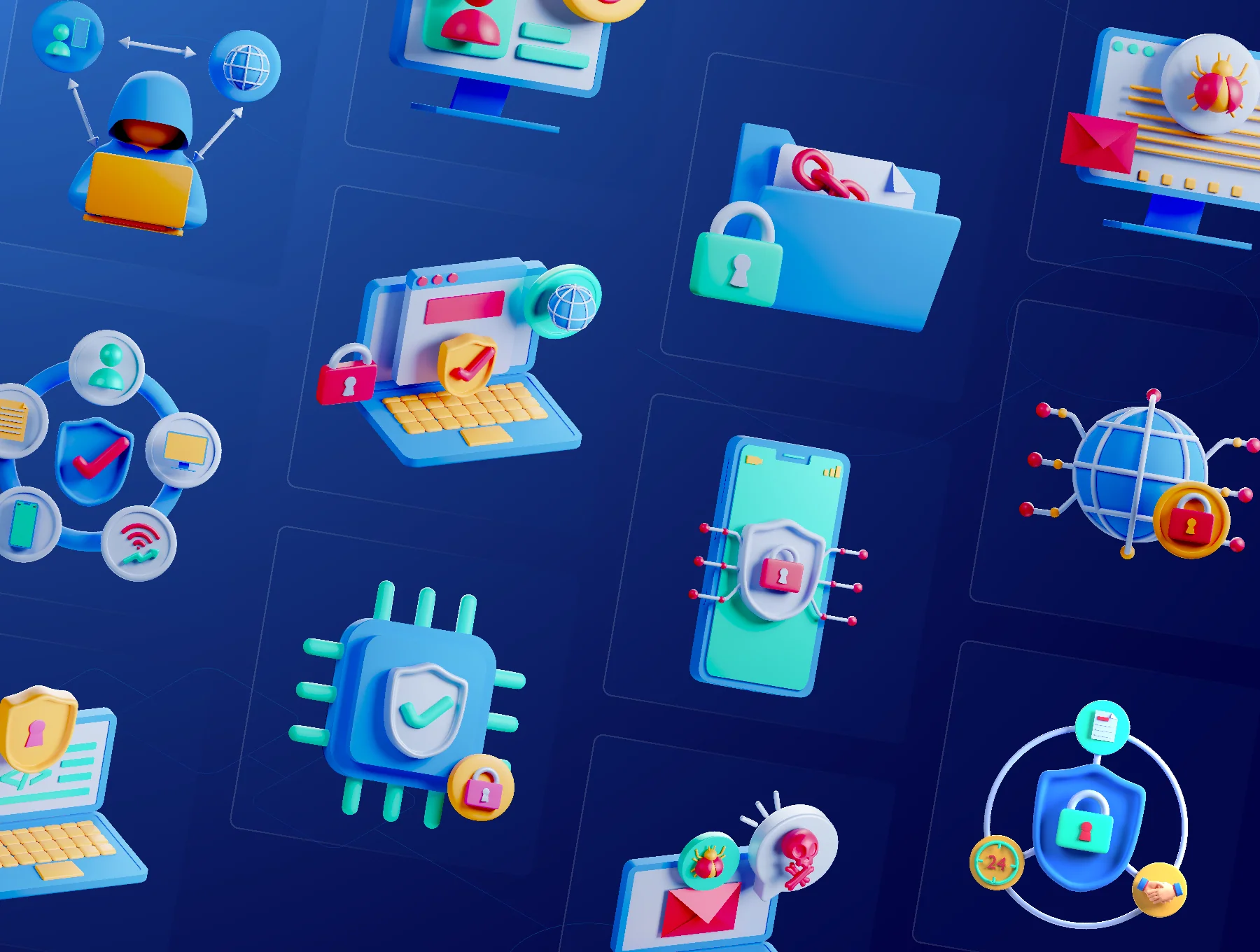 30 3D Cyber Security Icon Set 8