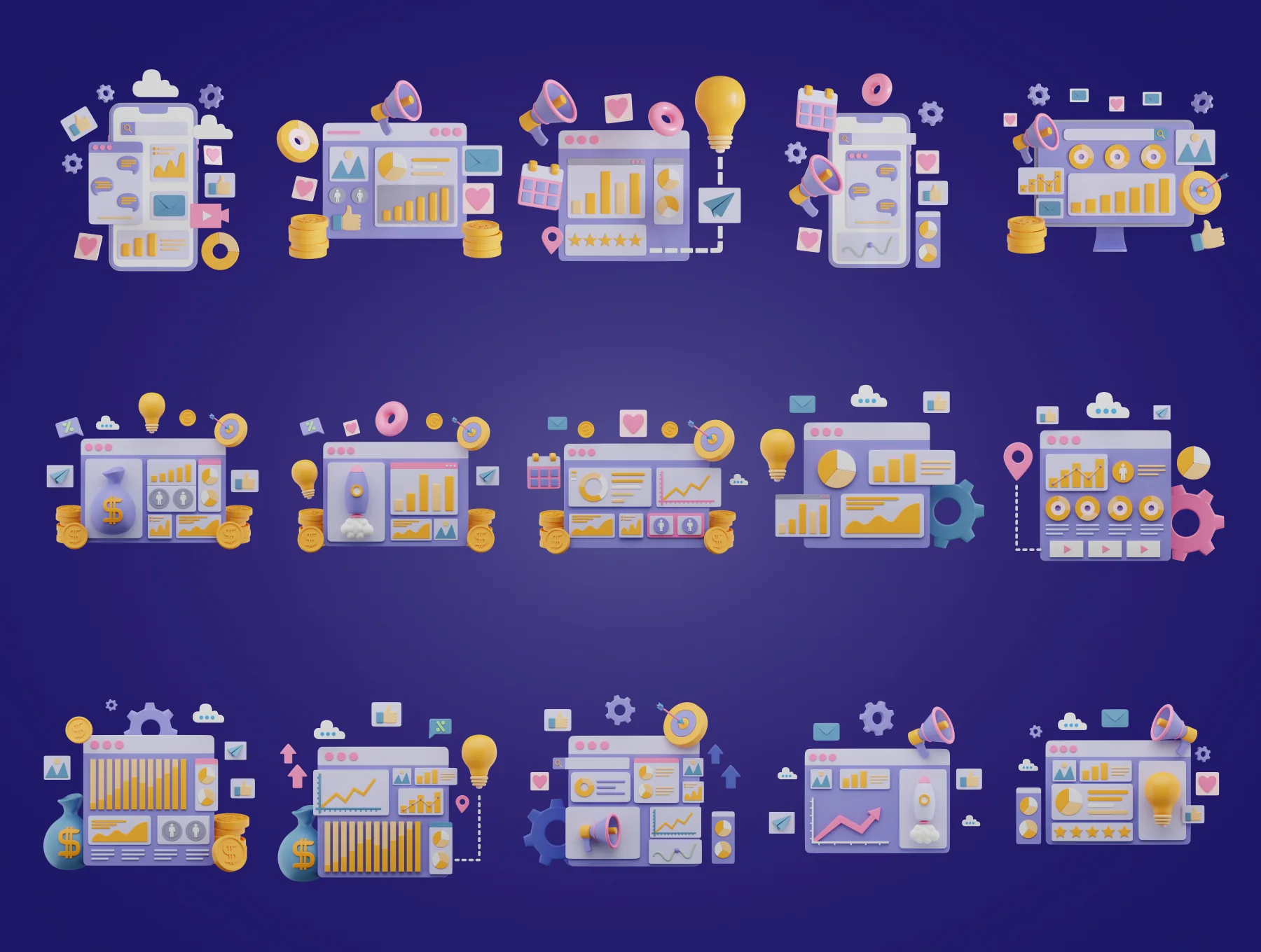 30 3D Digital Marketing Illustration 2