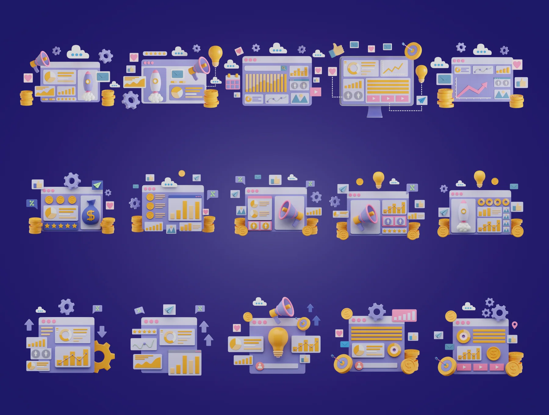 30 3D Digital Marketing Illustration 6