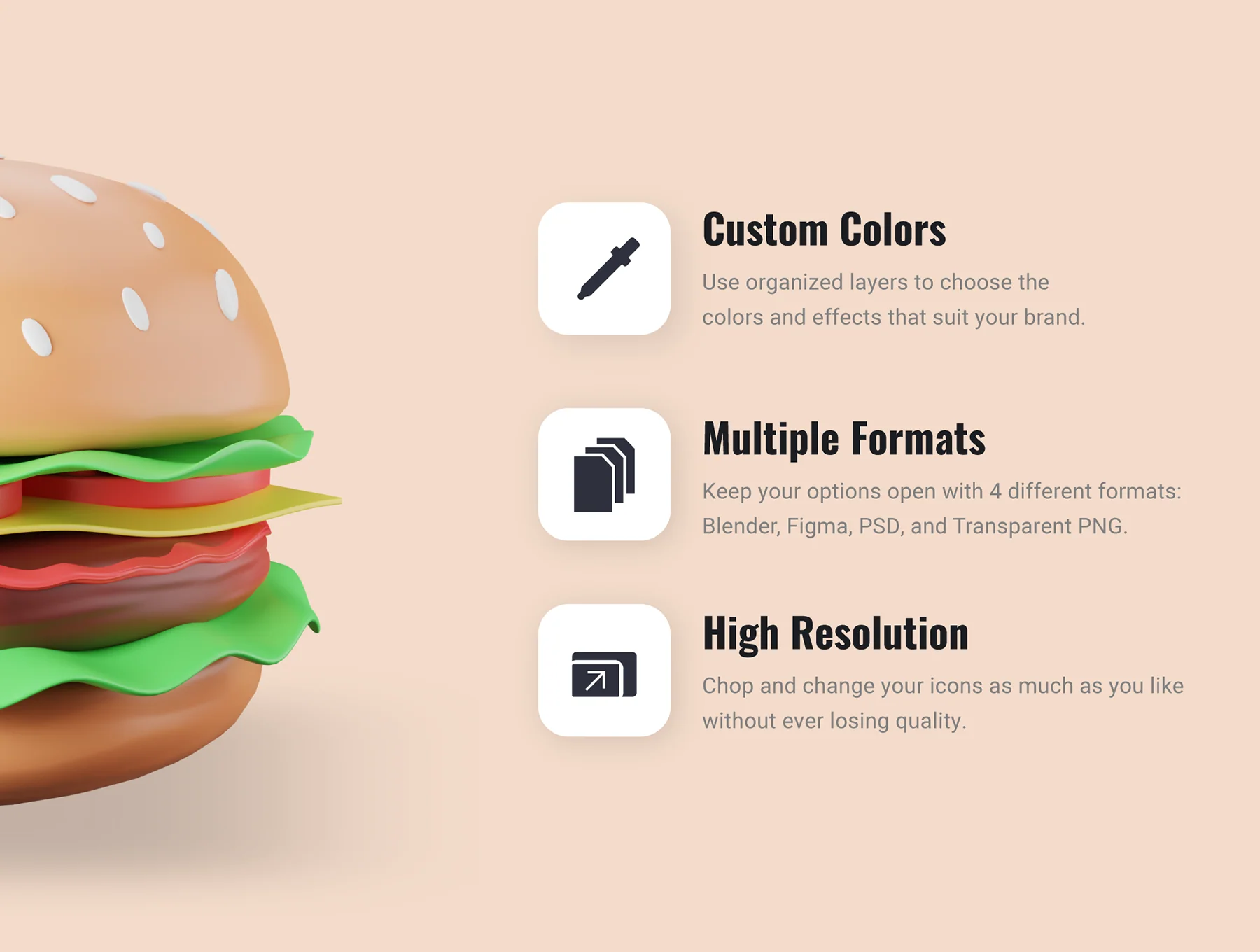 30 3D Food & Meals Icons Illustration 2