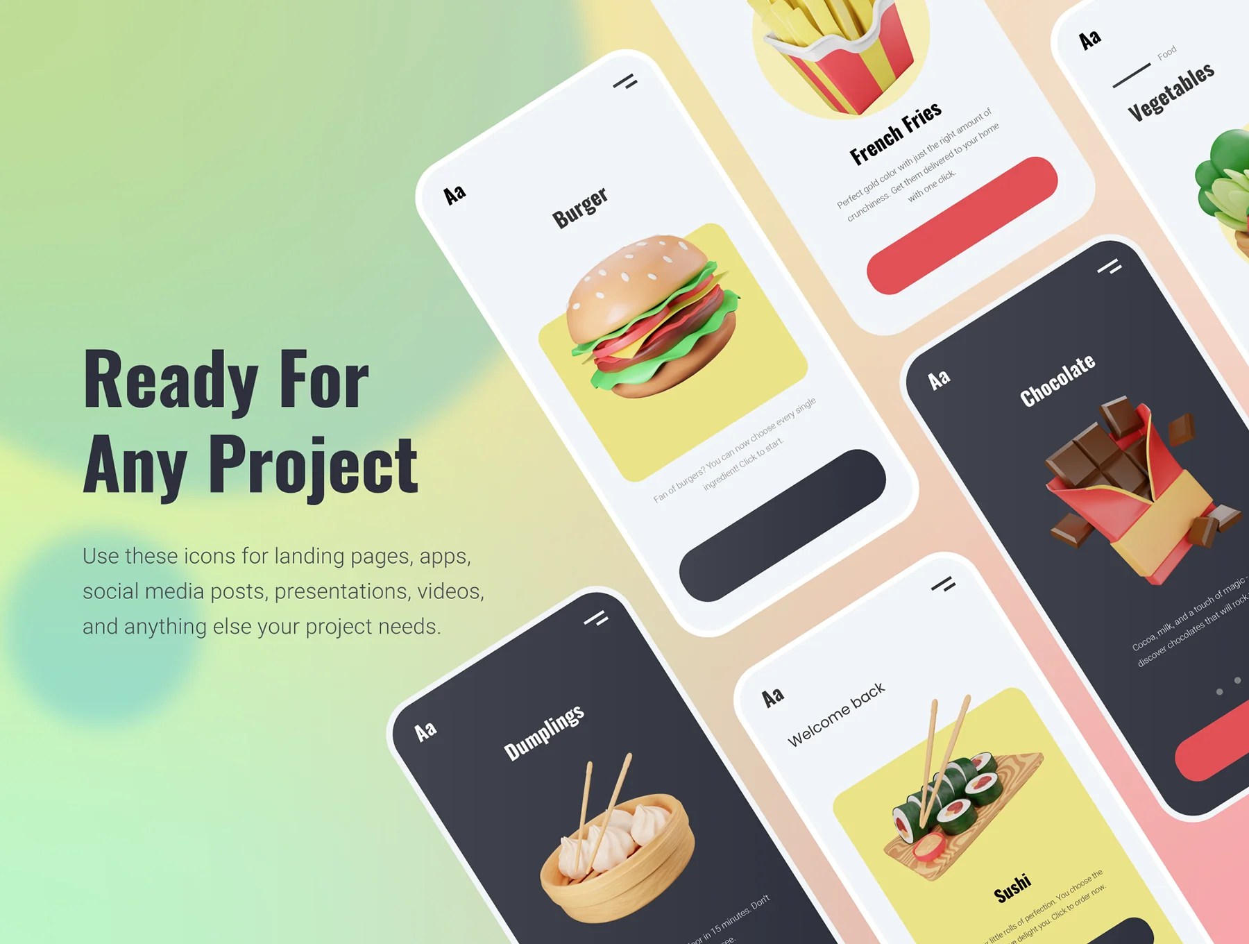 30 3D Food & Meals Icons Illustration 5