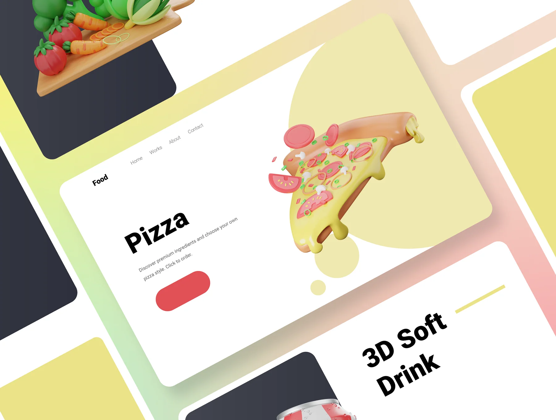 30 3D Food & Meals Icons Illustration 6