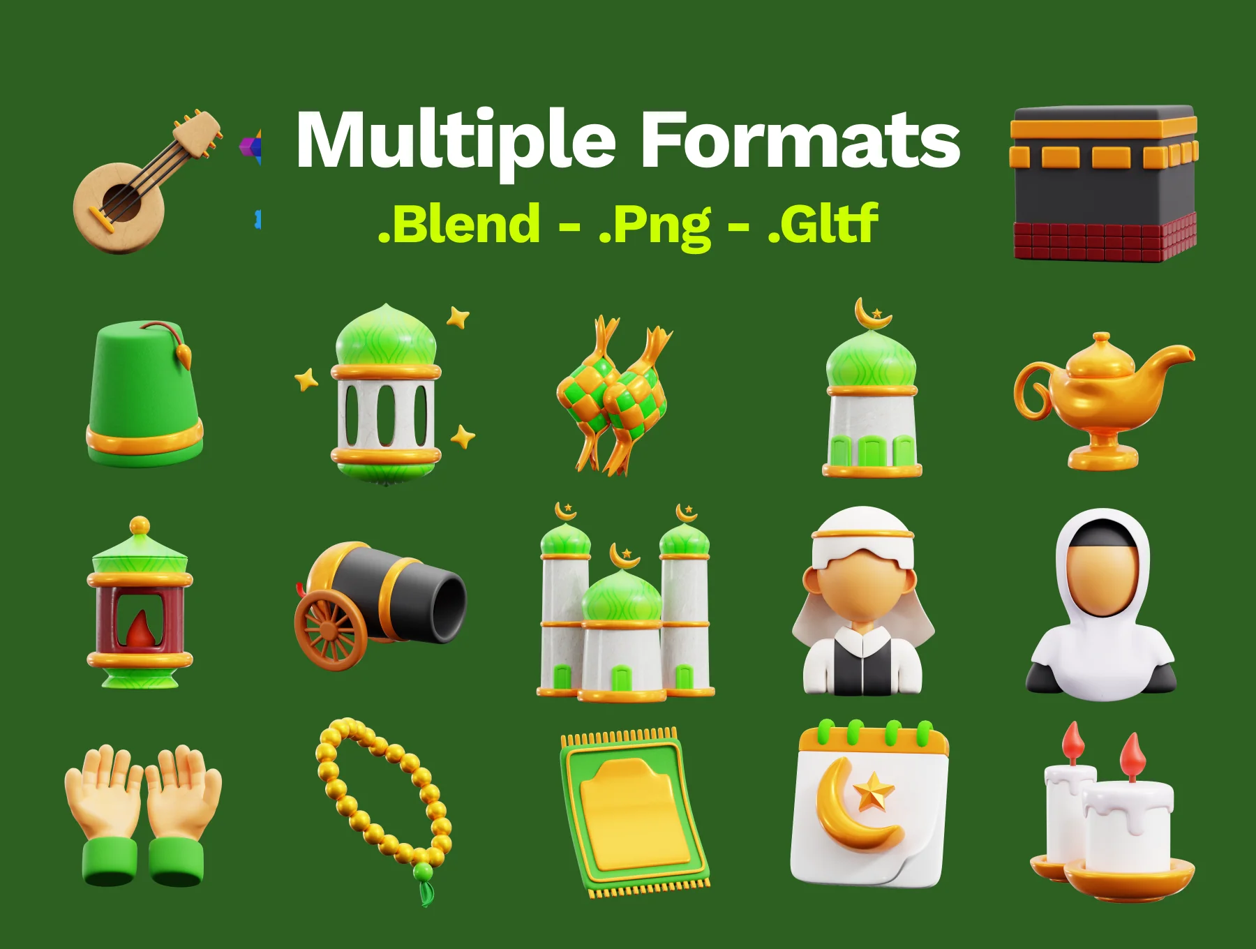 30 3D Icon Ramadan and  Eid Mubarak 5