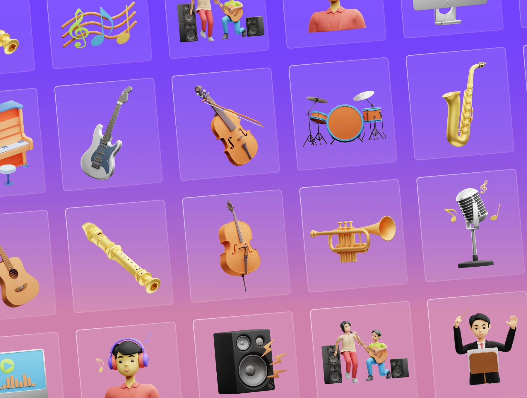 30 3D Musical Elements Icons 5