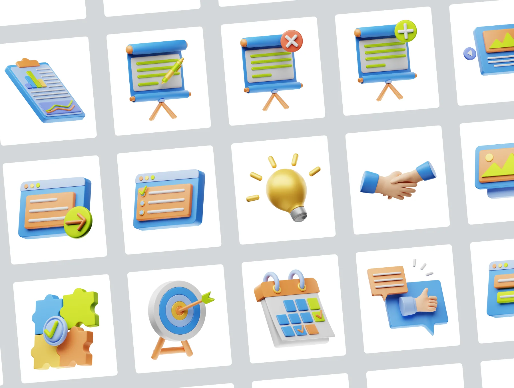 30 3D Presentation Icon Set 5