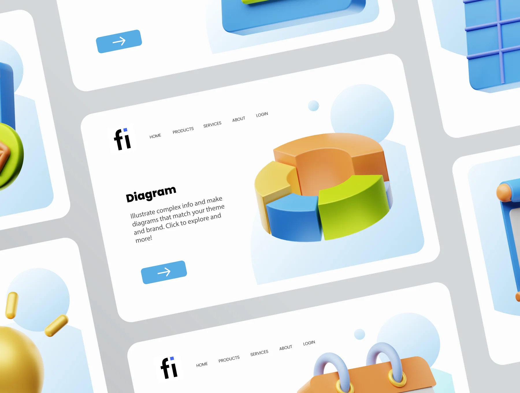 30 3D Presentation Icon Set 7
