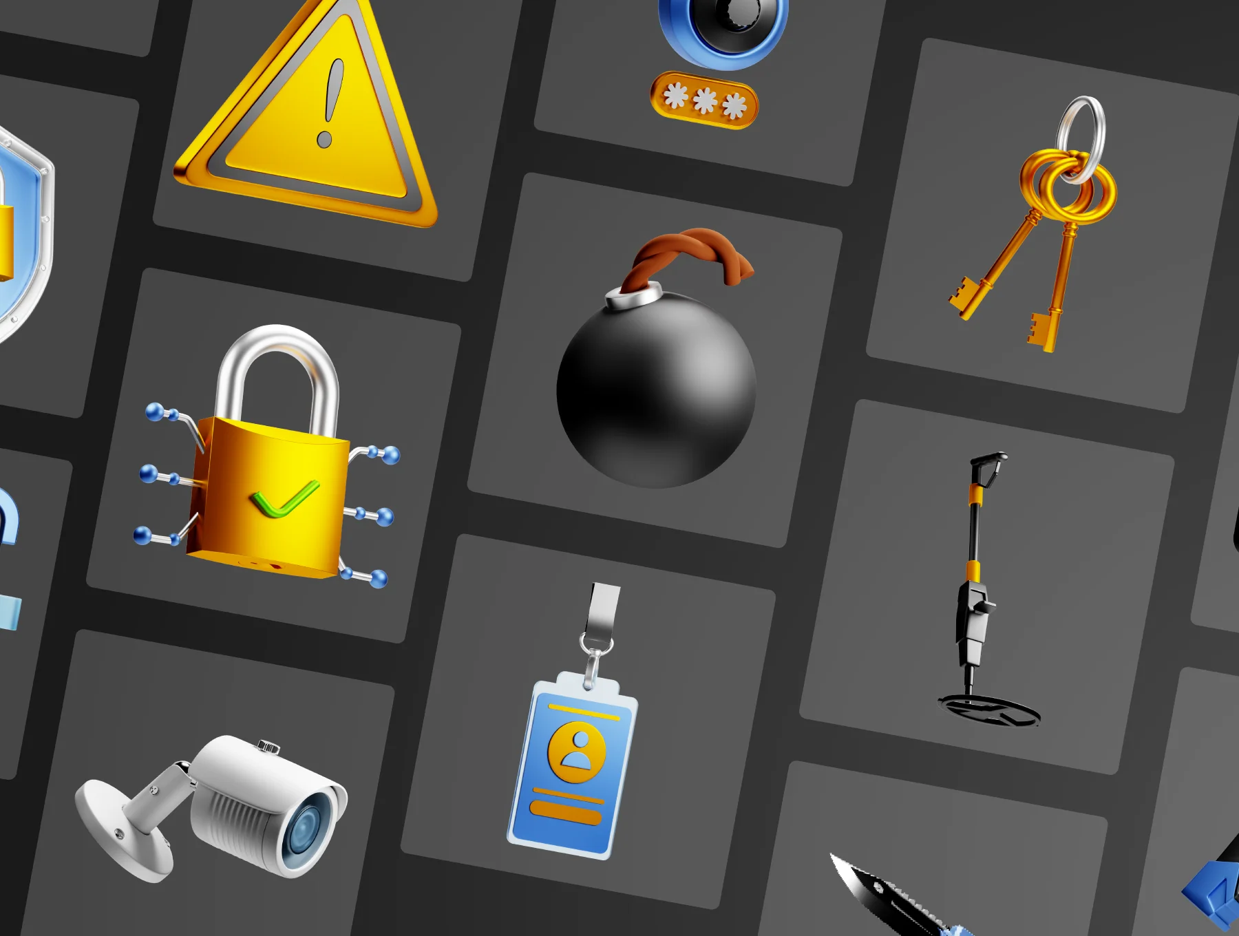 30 3D Protection and Security Icon Set 7