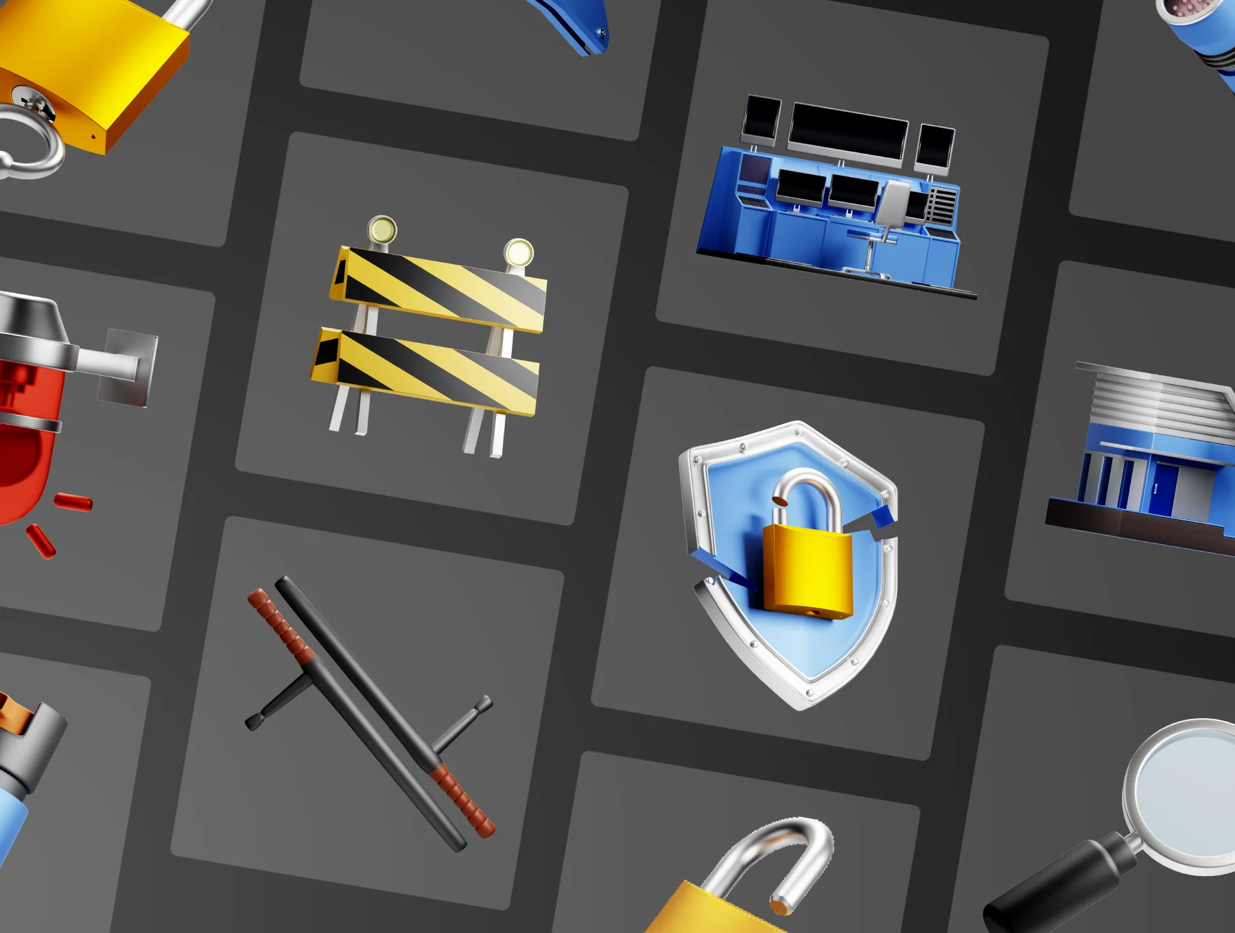 30 3D Protection and Security Icon Set 8