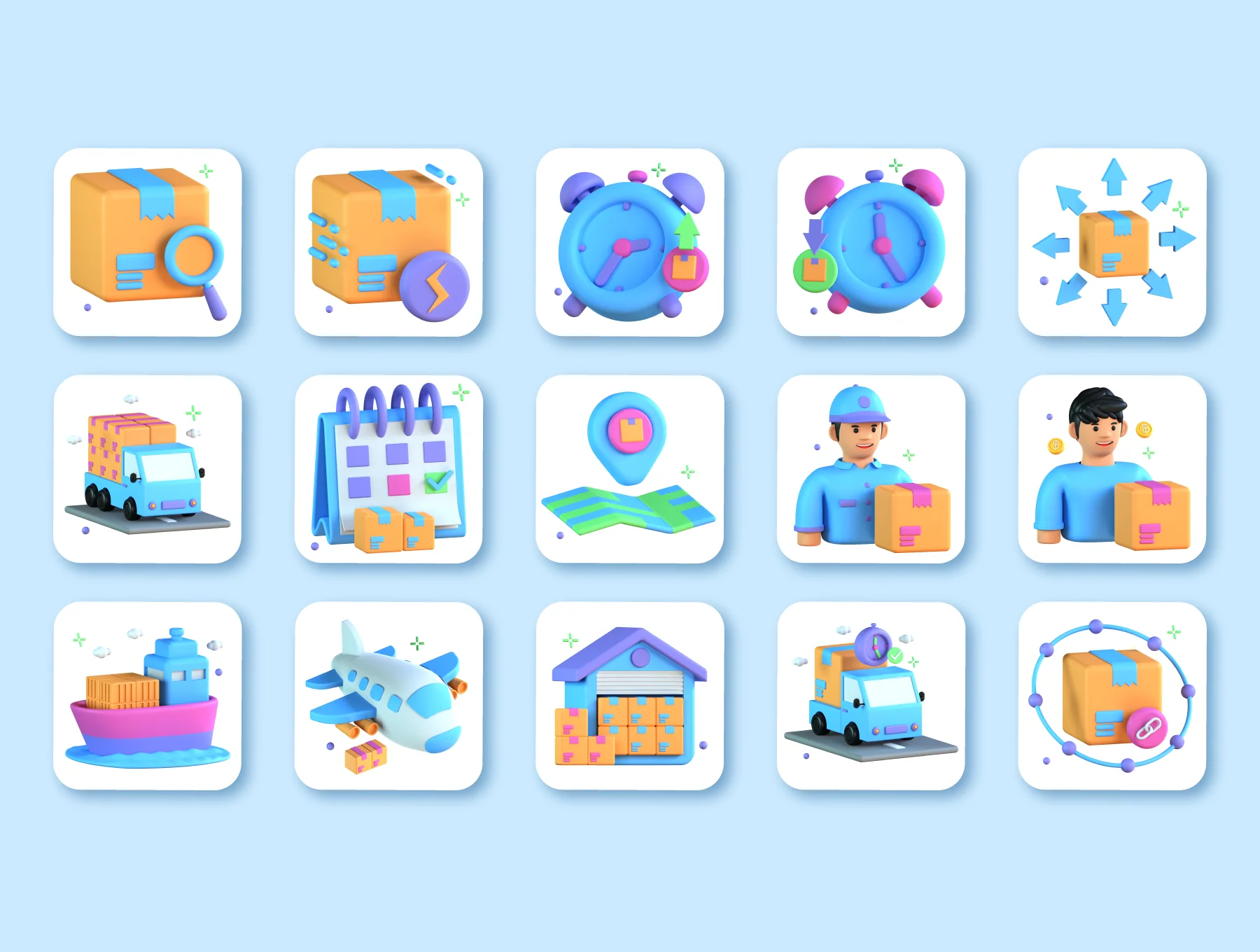 30 3D Shipping Logistics Icons 7