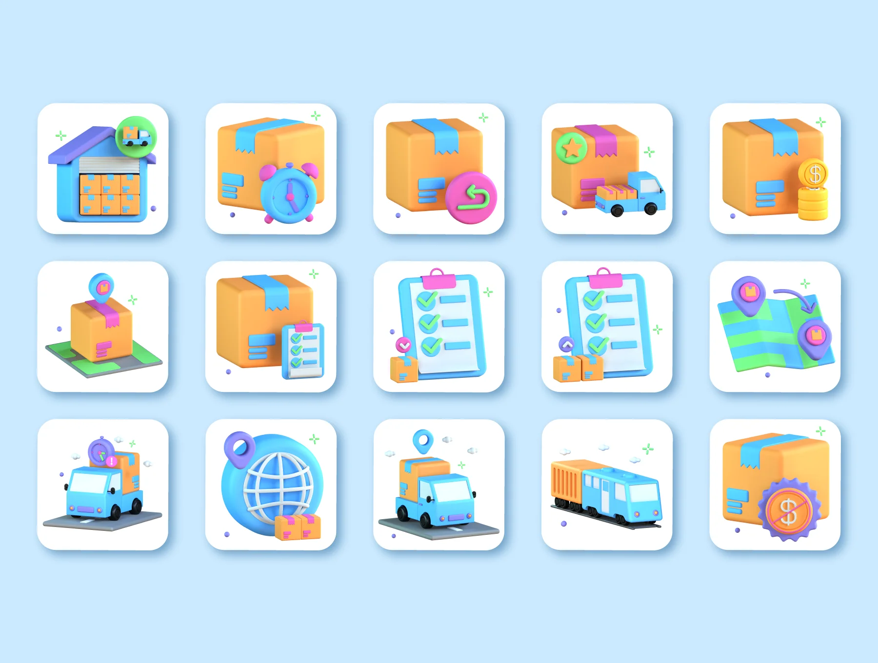 30 3D Shipping Logistics Icons 8
