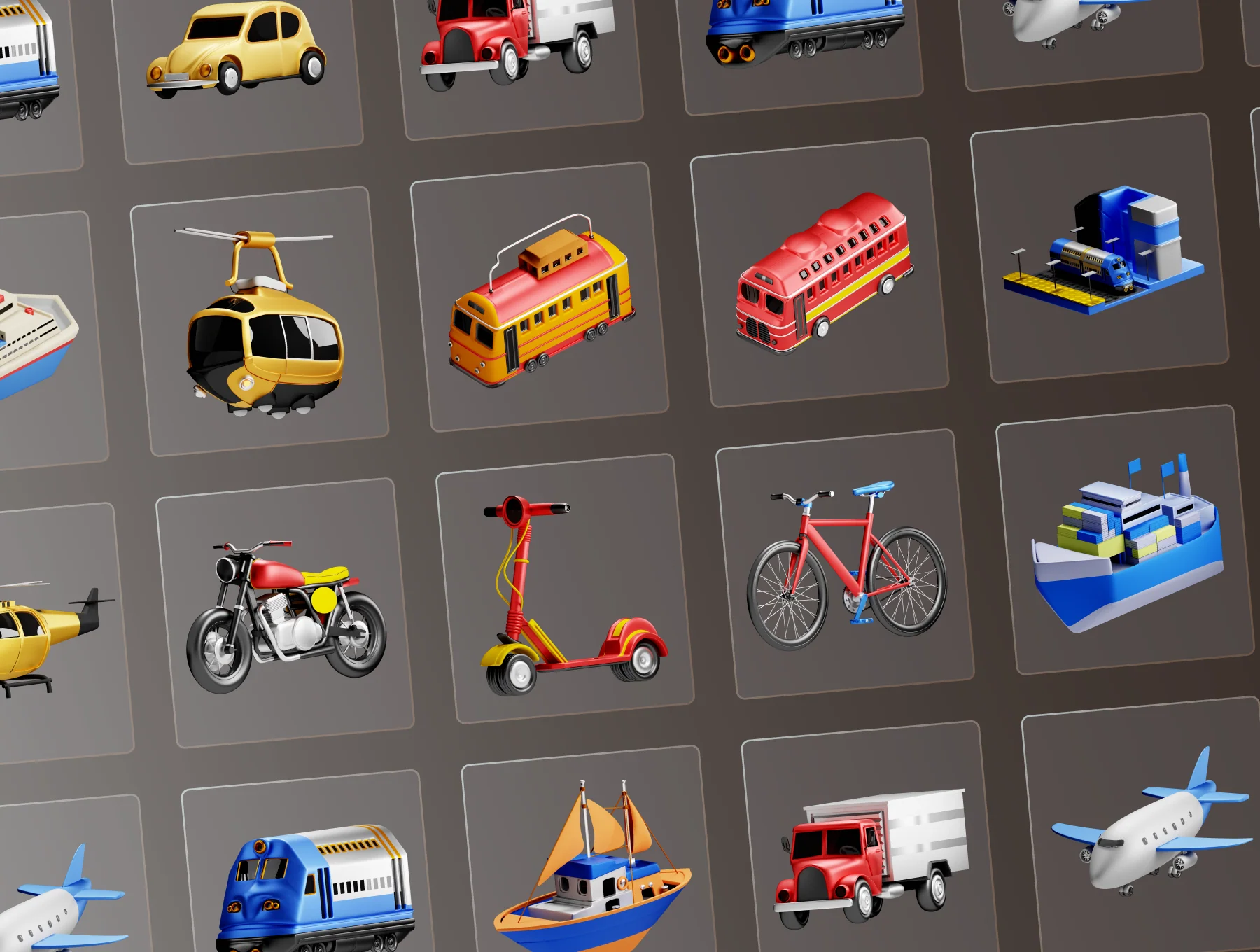 30 3D Transportation Method Icons 5