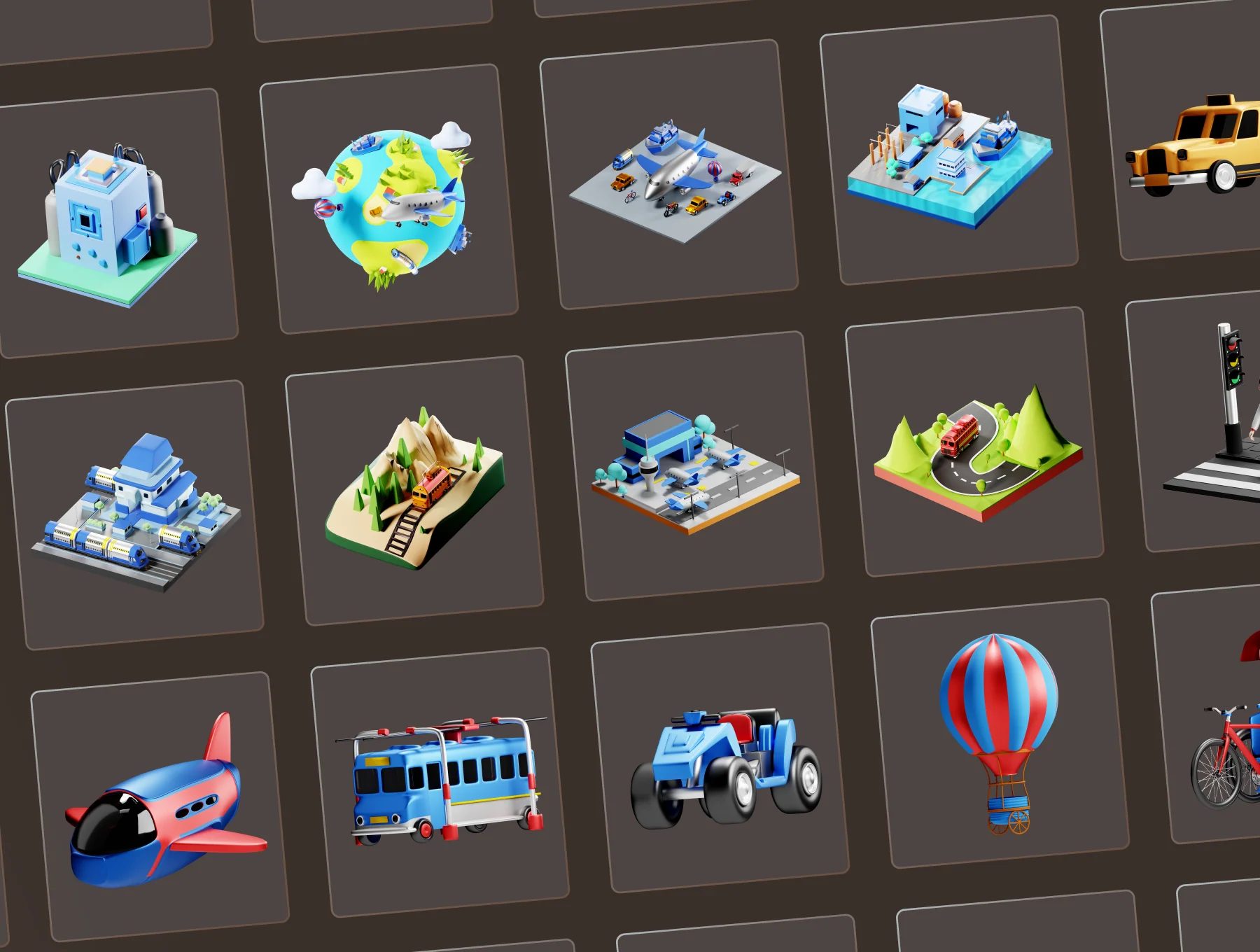 30 3D Transportation Method Icons 6