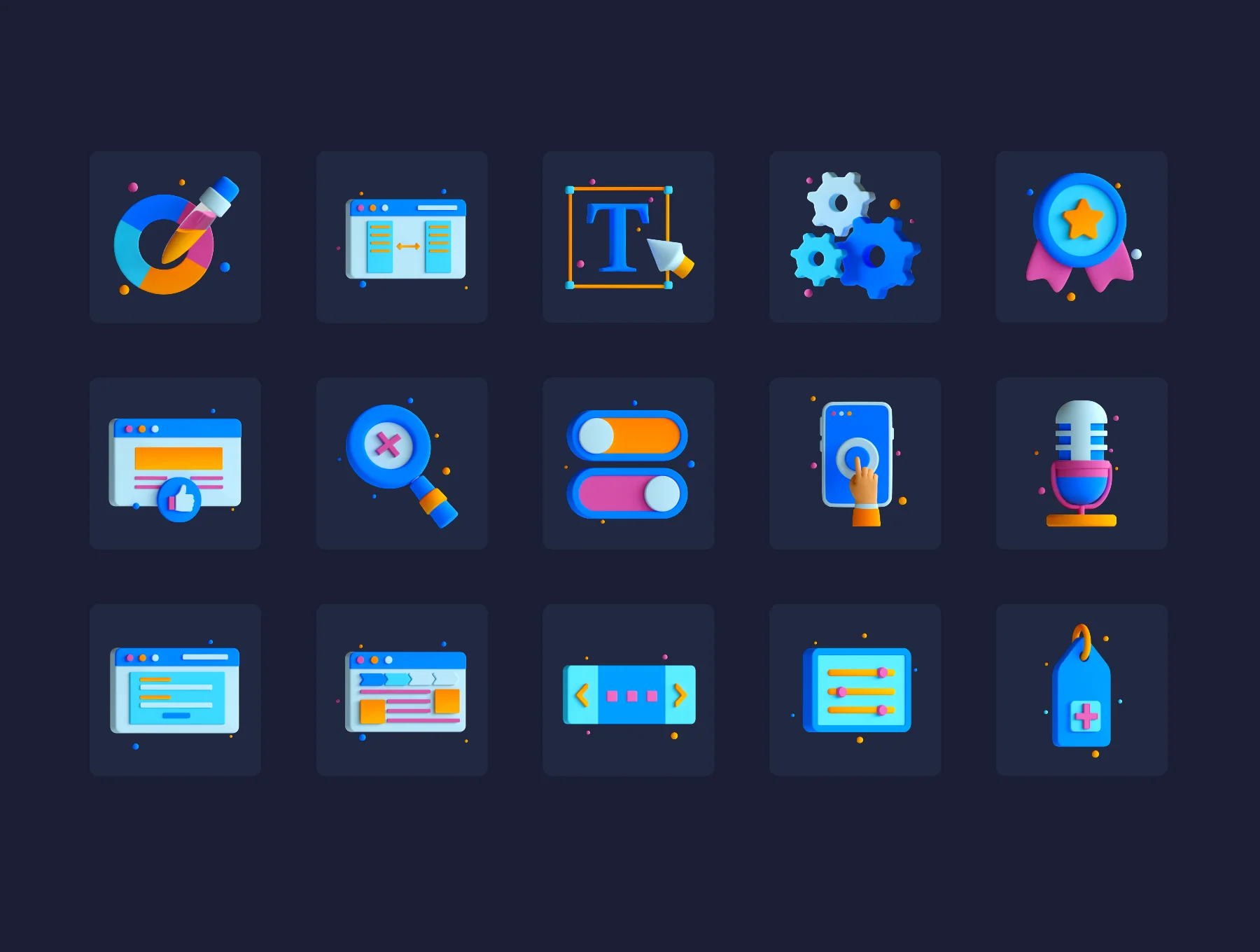 30 3D User Interface Icon Set 6