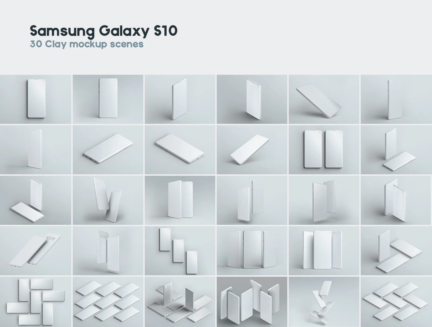 30 Samsung Galaxy S10 Clay Mockup 7