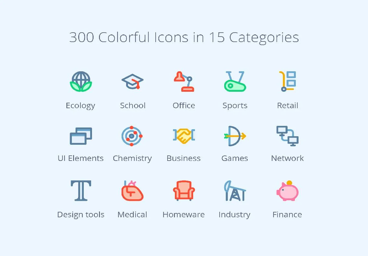 300 Colorful Icons