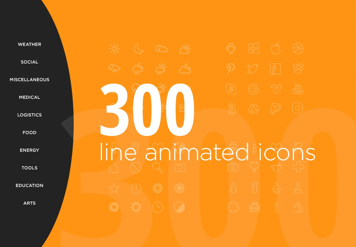 300 Line Animated Icons