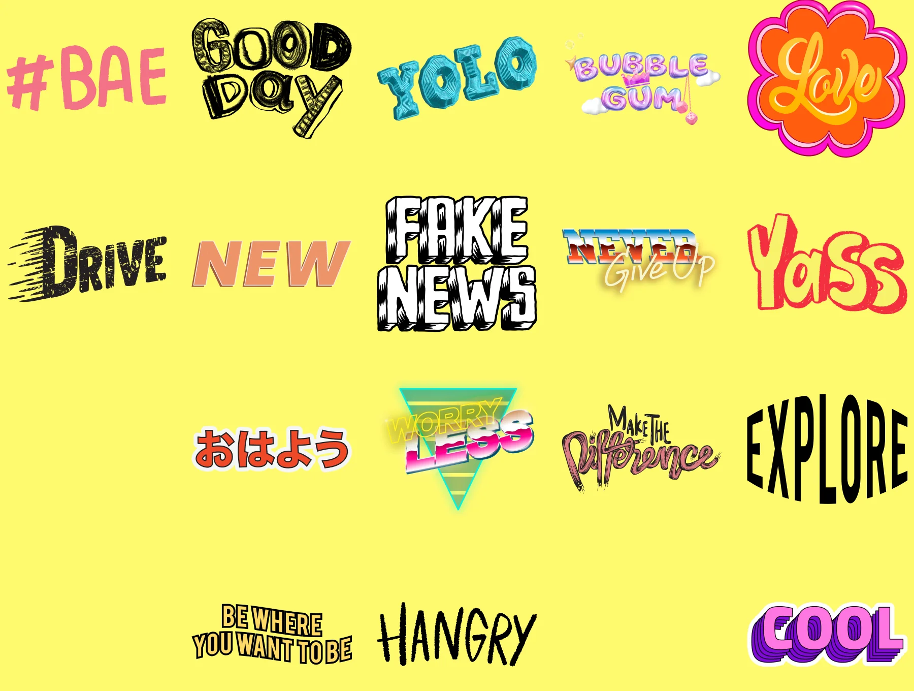 +300 RETRO WORDS Stickers 3
