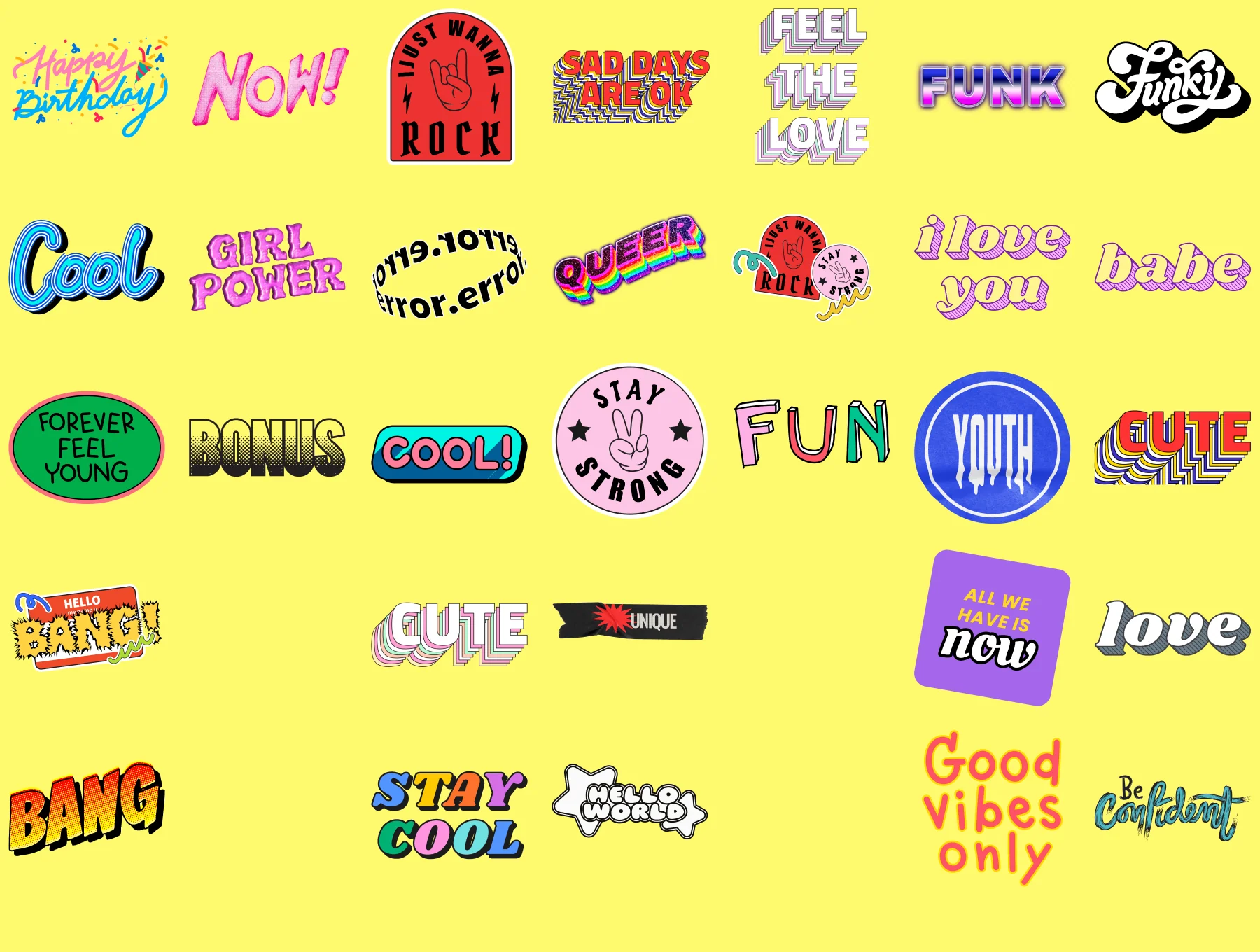 +300 RETRO WORDS Stickers 5