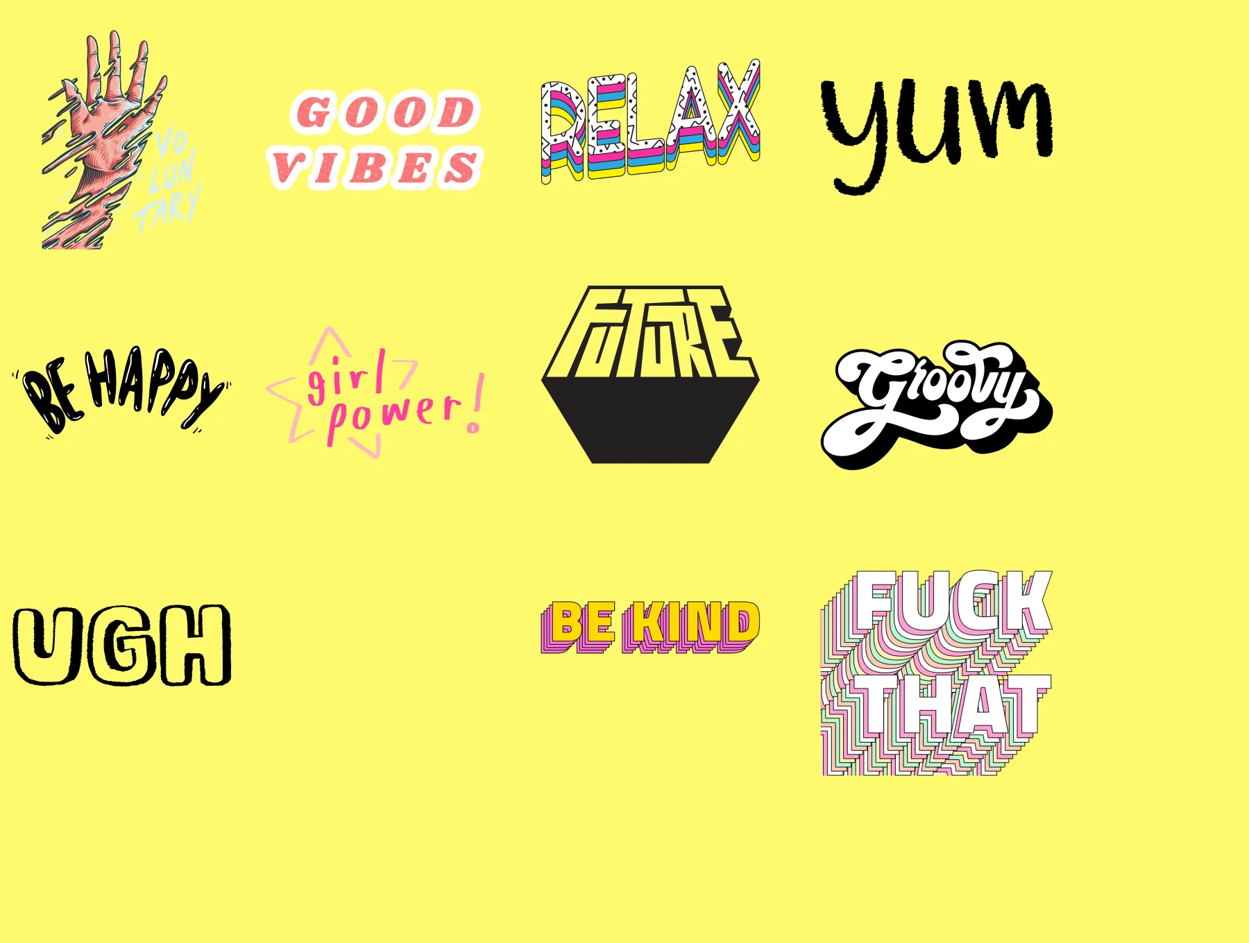 +300 RETRO WORDS Stickers 6